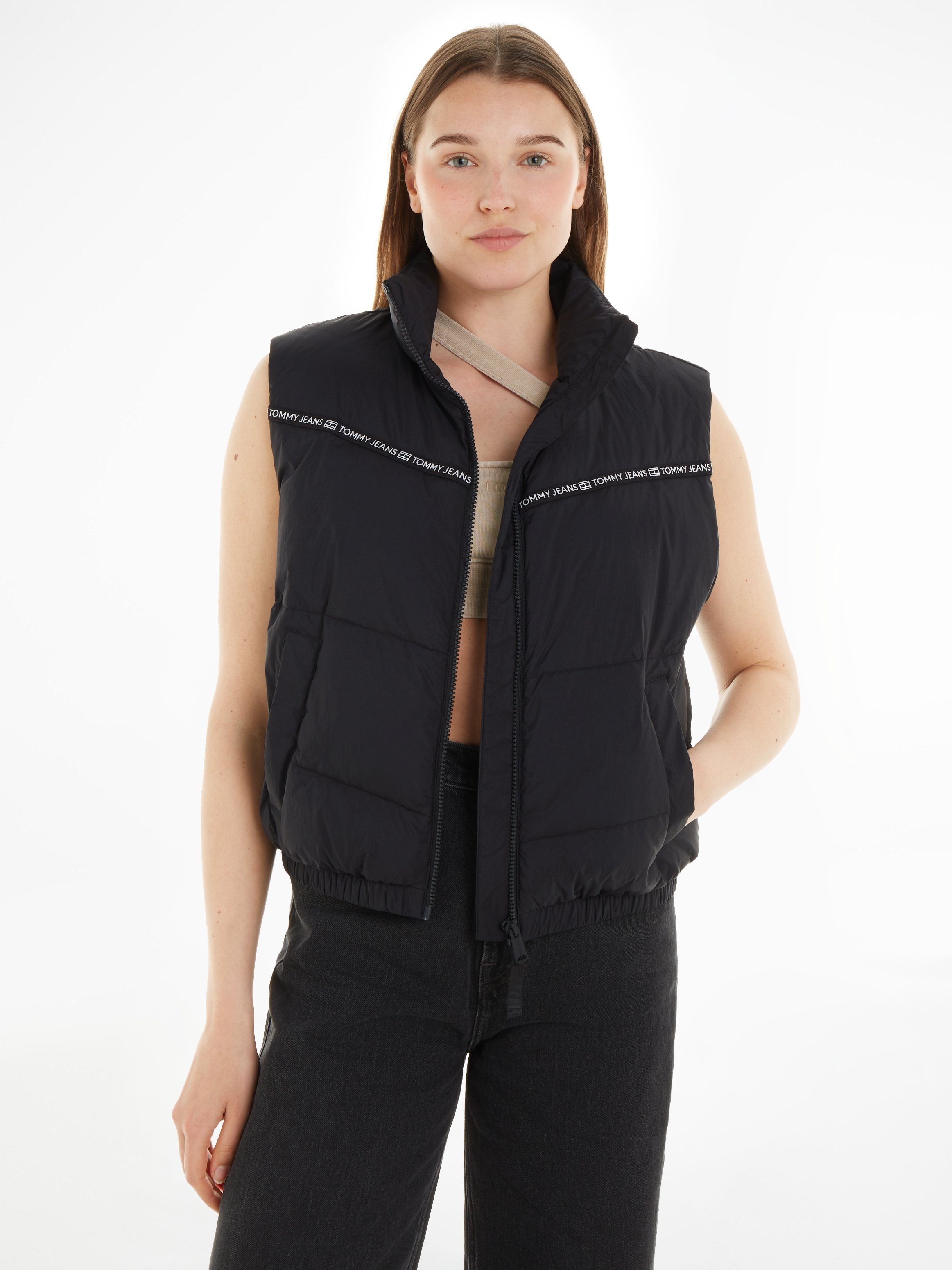 Tommy VEST TJW Jeans Logoprägung LIGHT Steppweste PUFFER DTAIL TAPE mit