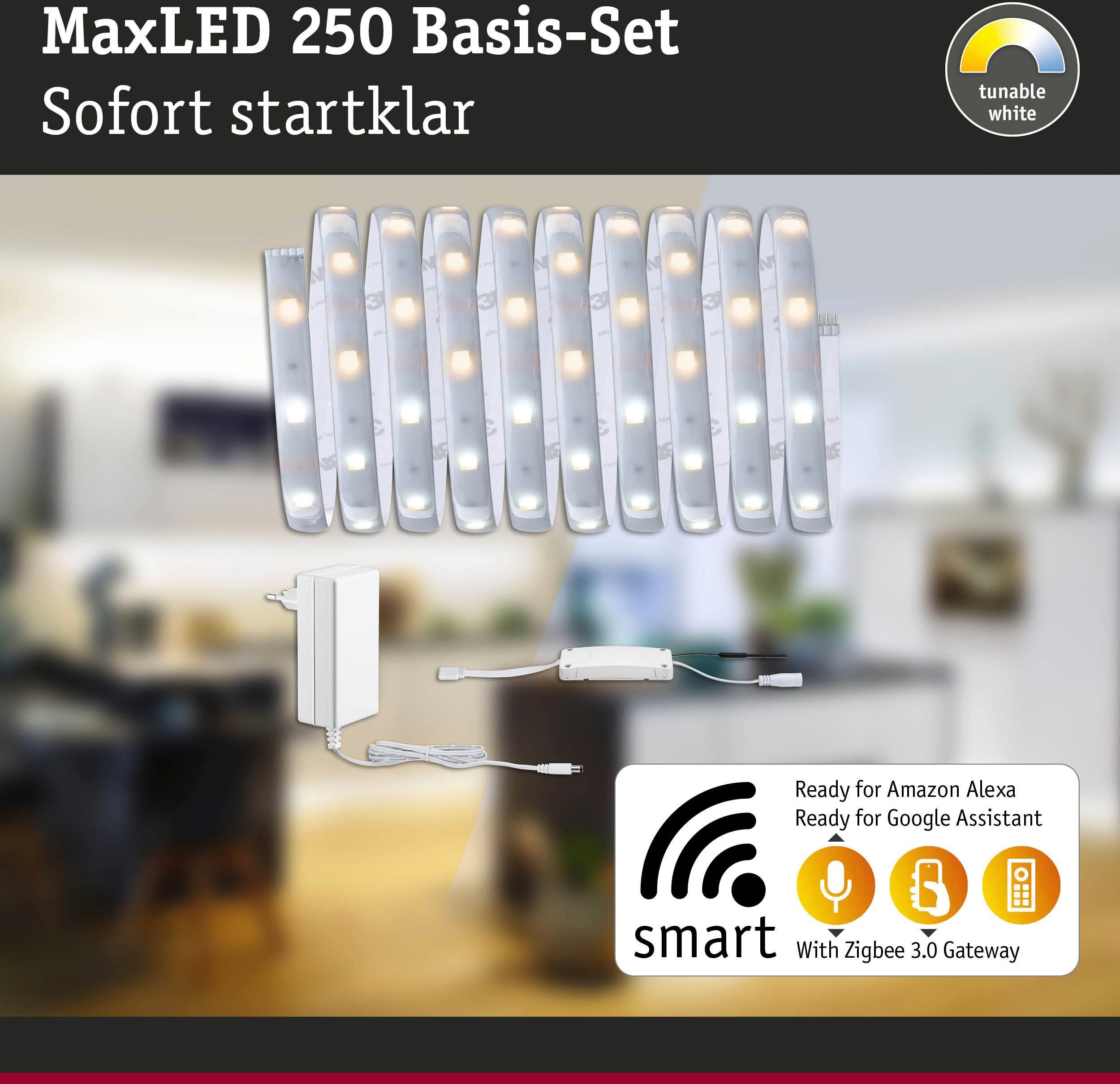 1-flammig, beschichtet 3m, MaxLED 810lm, 250 Basisset LED-Streifen Paulmann Zigbee Tunable 12W Smart 810 IP44 White, Home