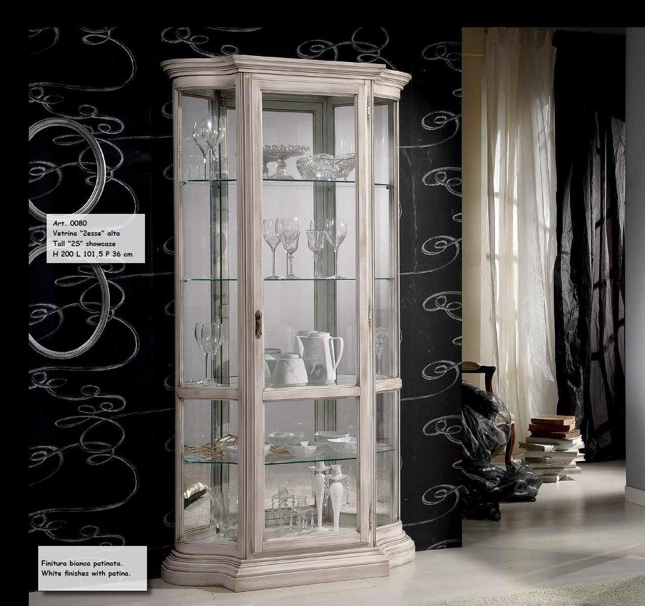 JVmoebel Vitrine Weißer Holzschrank im italienischen Stil mit elegantem Design (1-St) Made in Europa