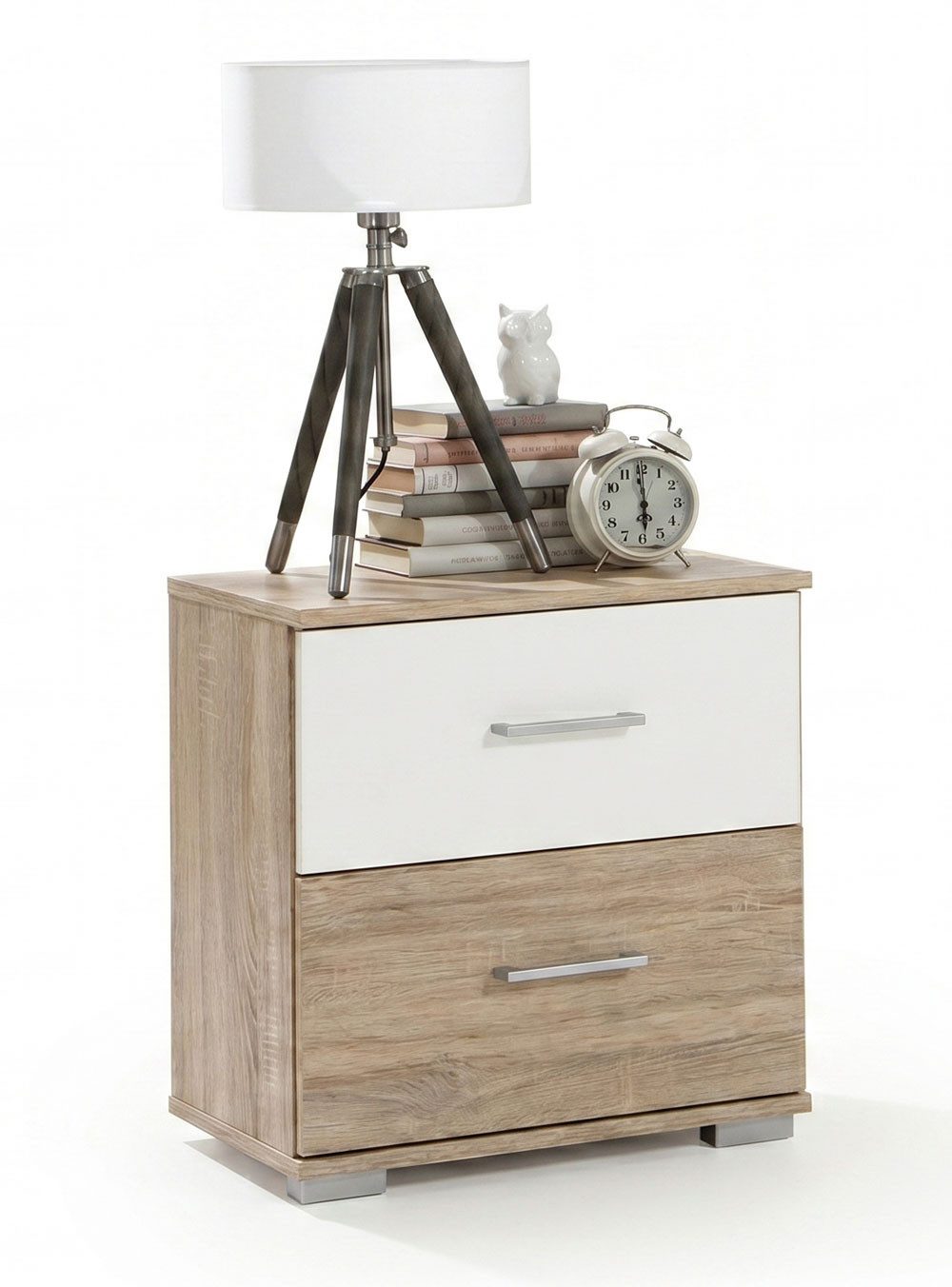 Wimex Nachtschrank Modest (mit Schubladen, 1-St., moderne Optik, mit Schubladen) 52x38x40cm Eiche Sägerau / weiß