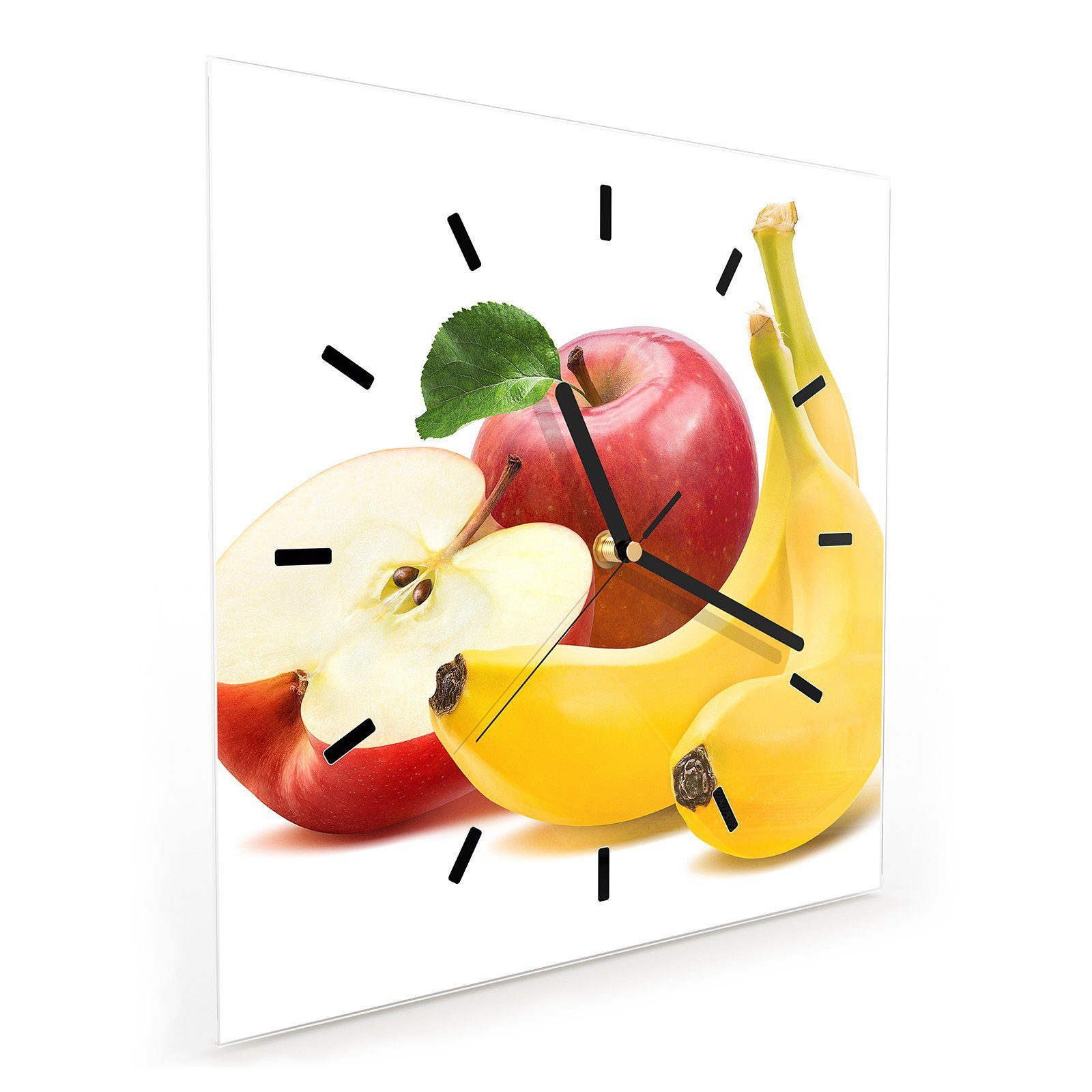 Größe Glasuhr Bananen Äpfel mit Wanduhr Motiv x Wandkunst und 30 cm Wanduhr 30 Primedeco