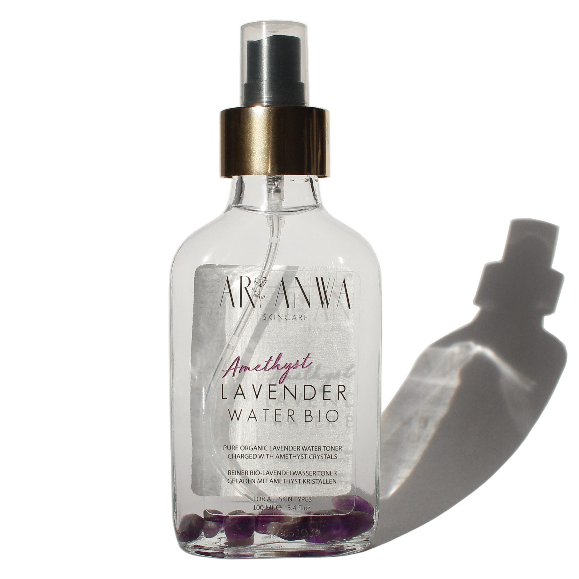 ARI ANWA Skincare Gesichtswasser Lavendelwasser Spray Bio mit Amethyst, Gesichts- und Körperspray