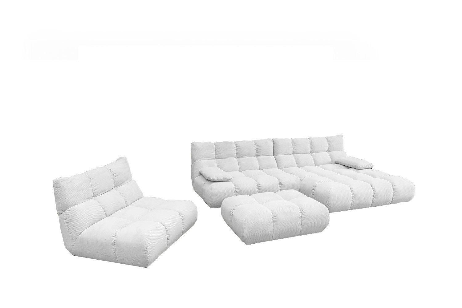 KAWOLA Sitzgruppe VIVIEN, (Set, 3-tlg), Ecksofa Drehsessel Hockerbank Feincord verschiedene Farben