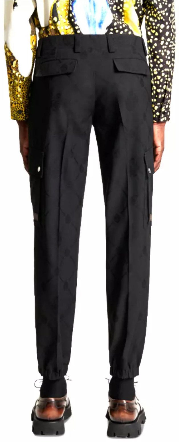 Berluti Cargohose Signature Cargo Crest Embroidery Hose Wolle Leder Lederbesätze an den Taschen mit geprägtem Berluti-Logo