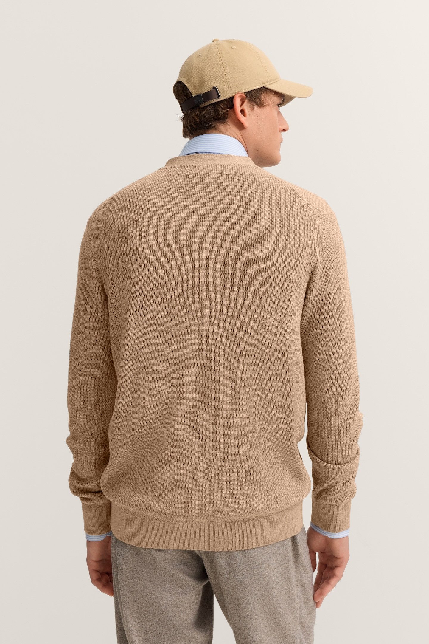 bugatti Cardigan Regular Fit mit V-Ausschnitt und Ripp-Struktur