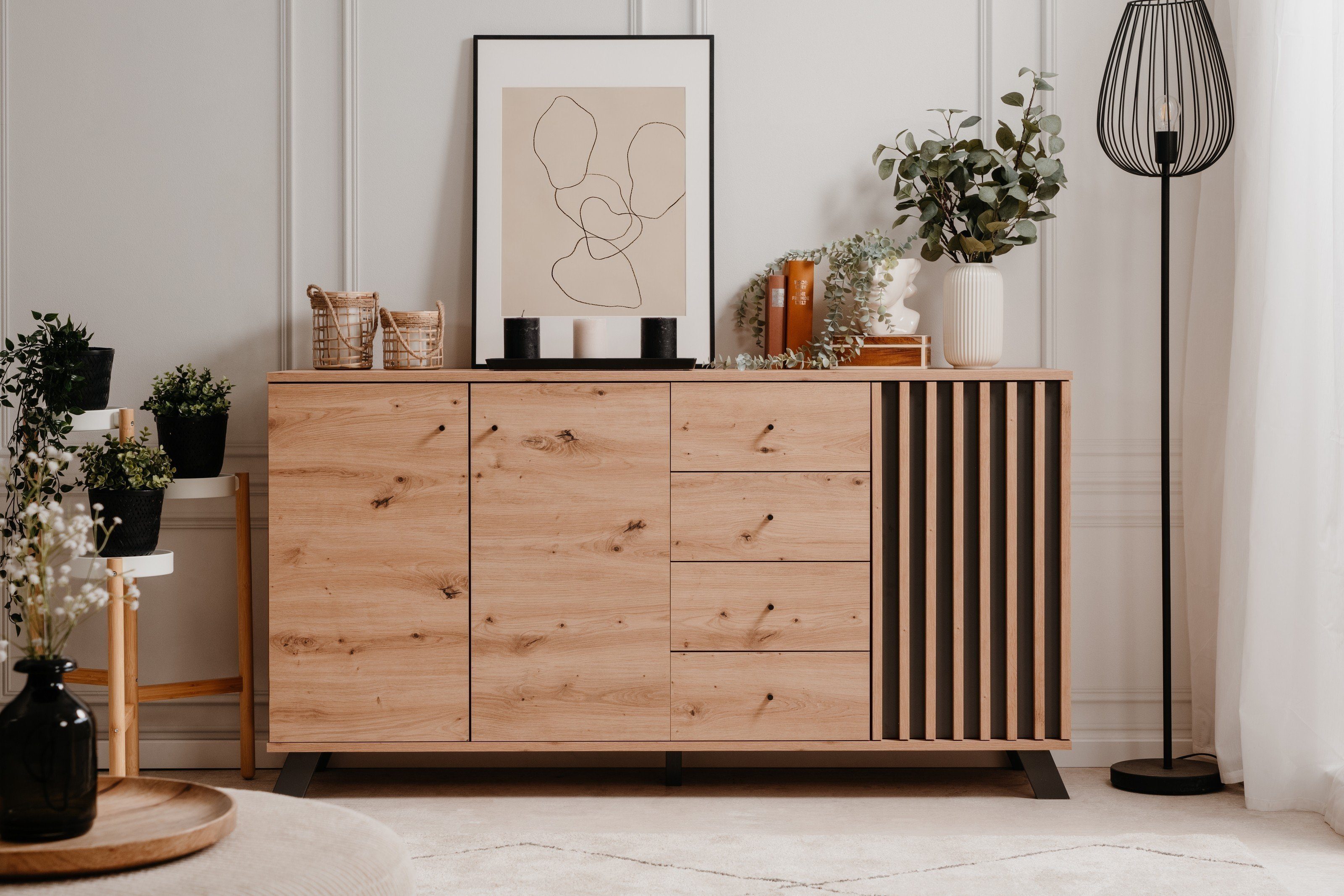 freiraum Sideboard Medan 51C (BxHxT: 160x85x40 cm), in Artisan Oak / Anthrazit