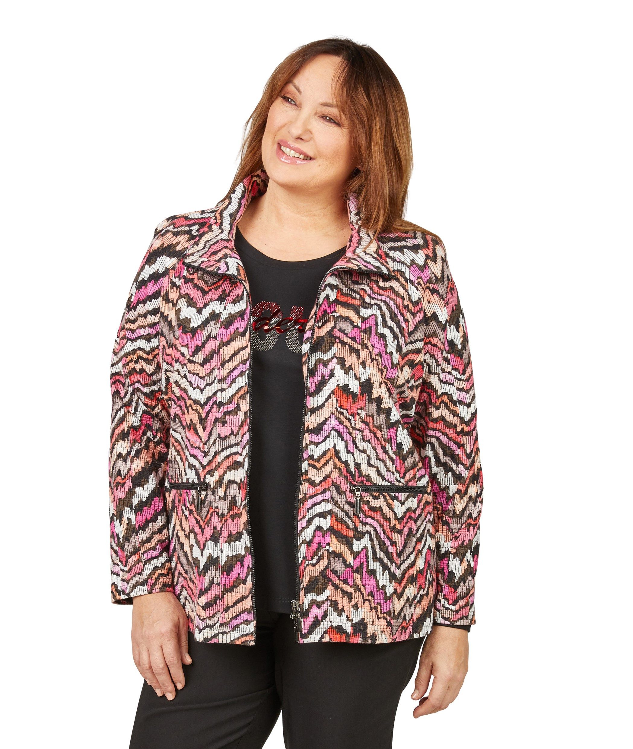 Mona Lisa REDLINE Shirtjacke Große Größen Strickjacke in toller Rippstruktur