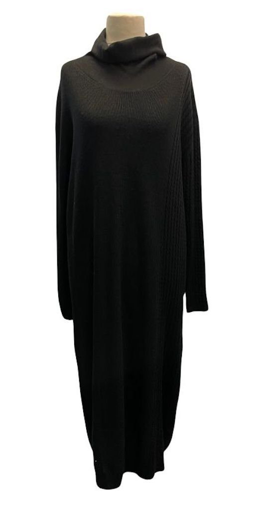 BZNA Strickkleid Glam Wollkleid Zipfel Kleid Longpulli Tunikakleid Schwarz