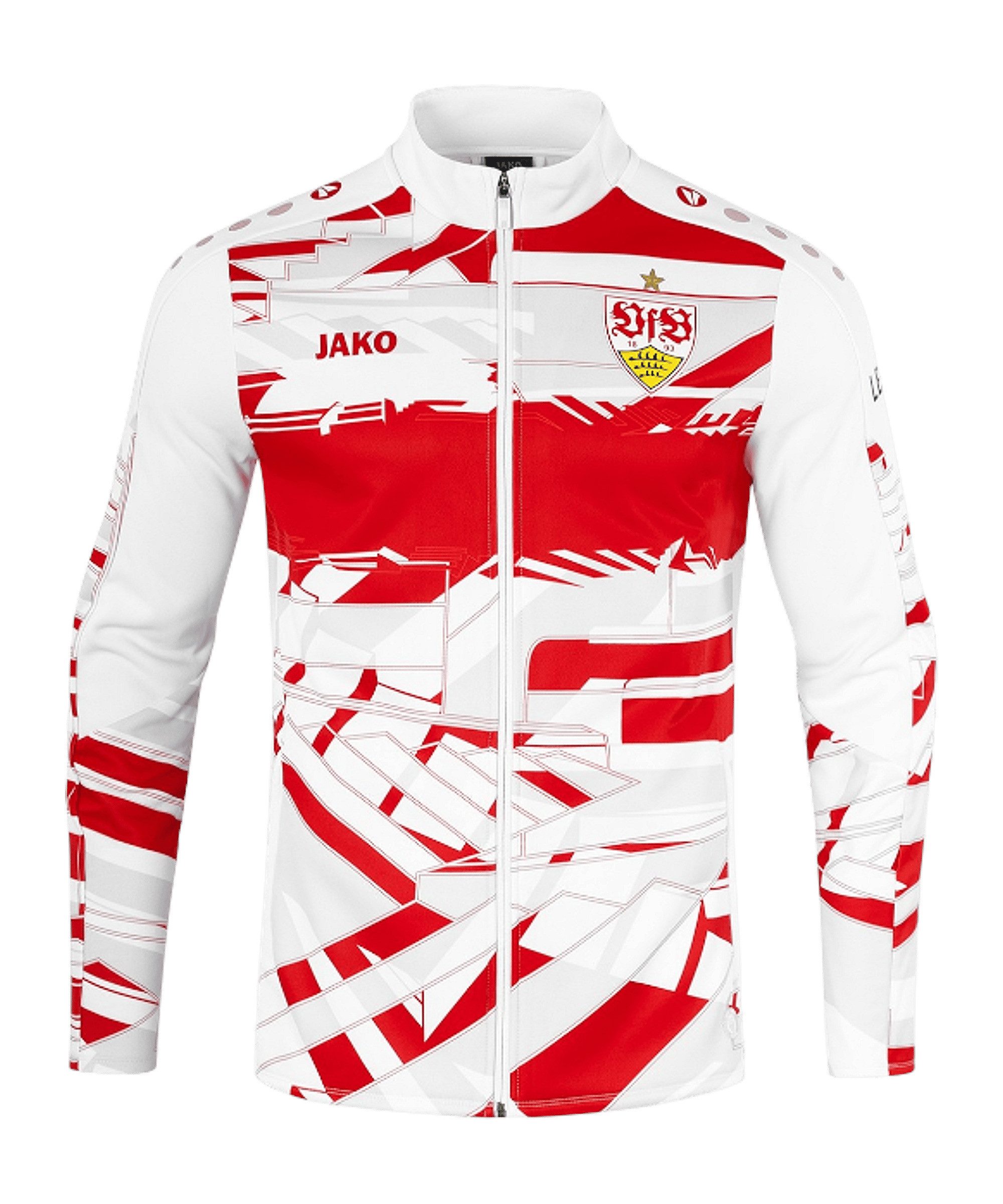 Jako Sweatjacke JAKO VfB Stuttgart Einlauf Jacke 2025/2026 Weiß Polyester