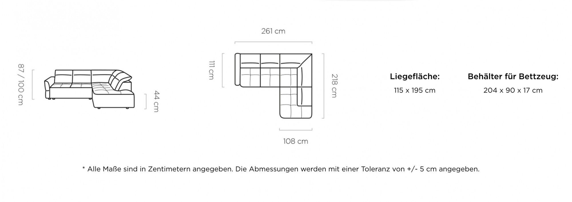 WOHNKLUSIV Ecksofa Ecksofa L mit 03 Sitztiefenverstellung, Form große RIVA Relaxfunktion, elektrischer - Solar Sitztiefenverstellung, mit Liegefläche elektrische Ice-Cream