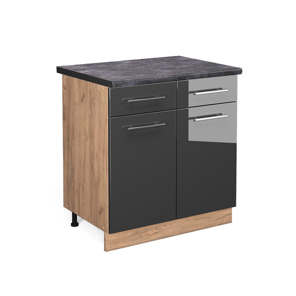 Vicco Unterschrank Fame-Line, Anthrazit Hochglanz/Goldkraft Eiche, günstig online kaufen