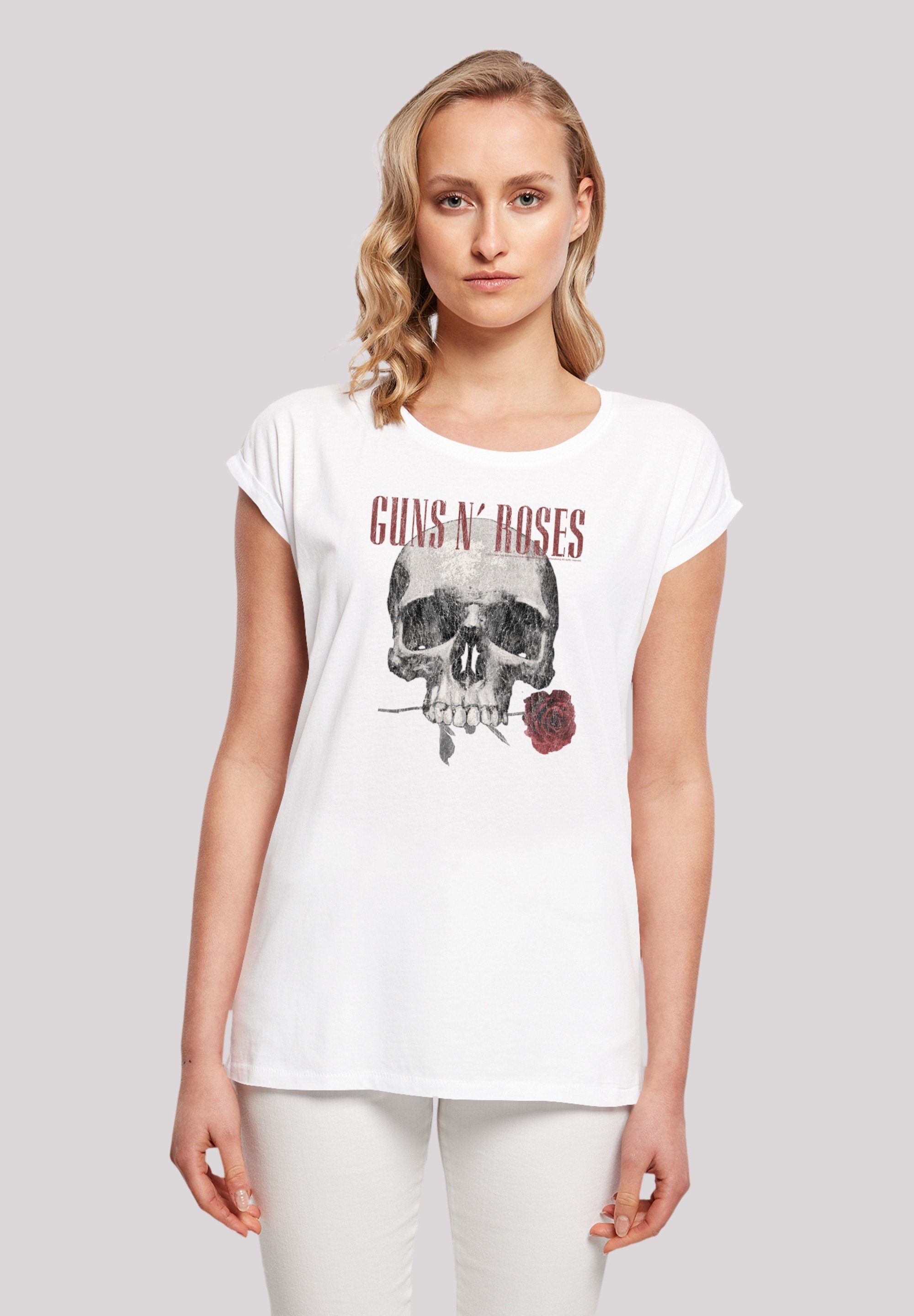 F4NT4STIC T-Shirt Guns 'n' Roses Flower Skull Rock Musik Band Premium Qualität weiß
