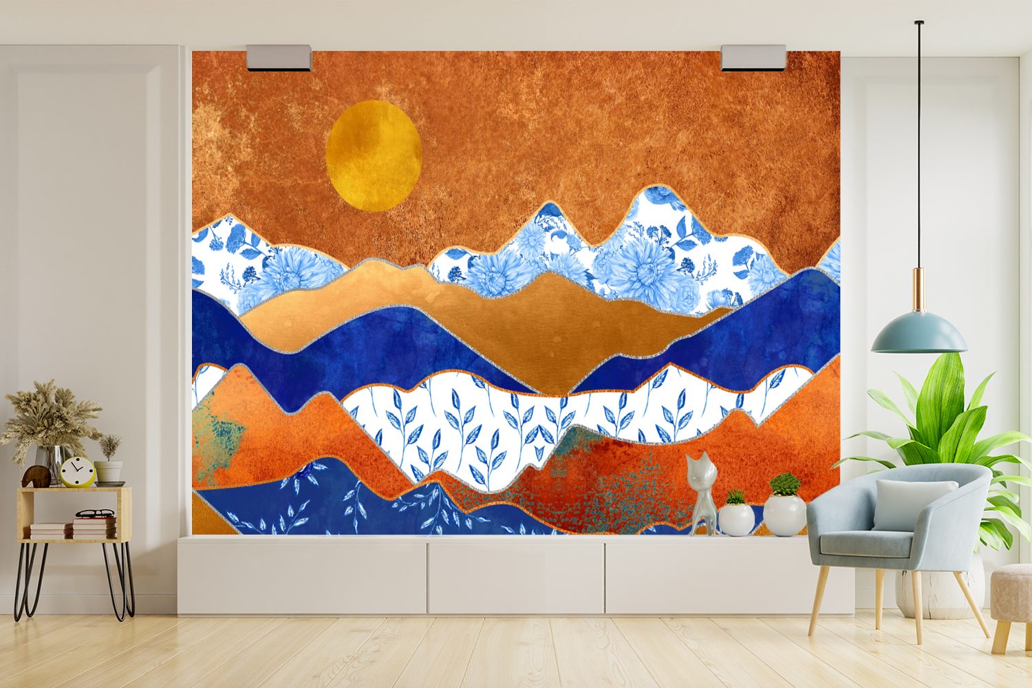 Gold Muster, Wallpaper St), MuchoWow Matt, Blau Kinderzimmer, (6 Wohnzimmer, bedruckt, für Fototapete - Schlafzimmer, Delfter Vinyl - Tapete