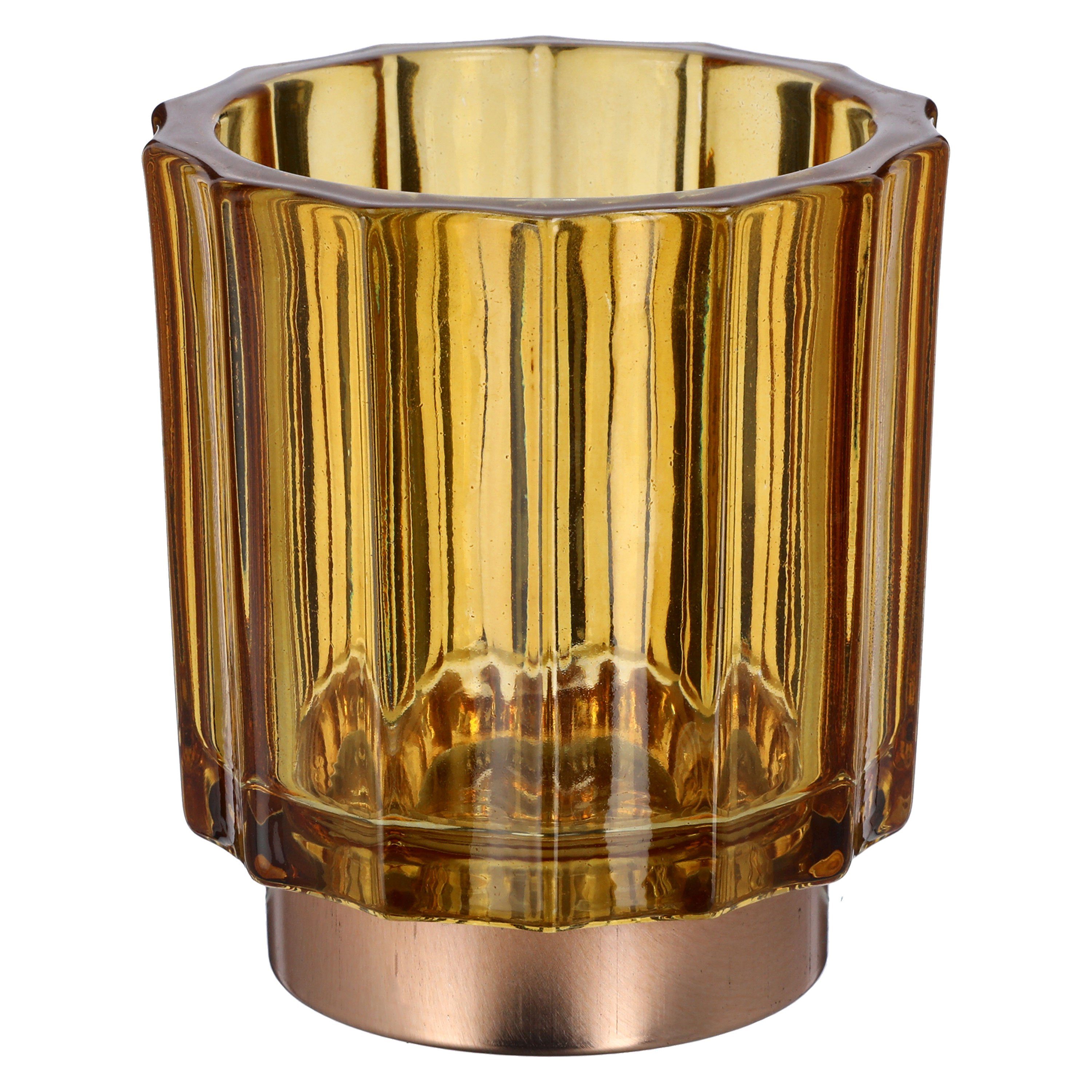 9,2x10cm Windlicht Teelichthalter Glas Sockel Farben 3er Set CEPEWA 3