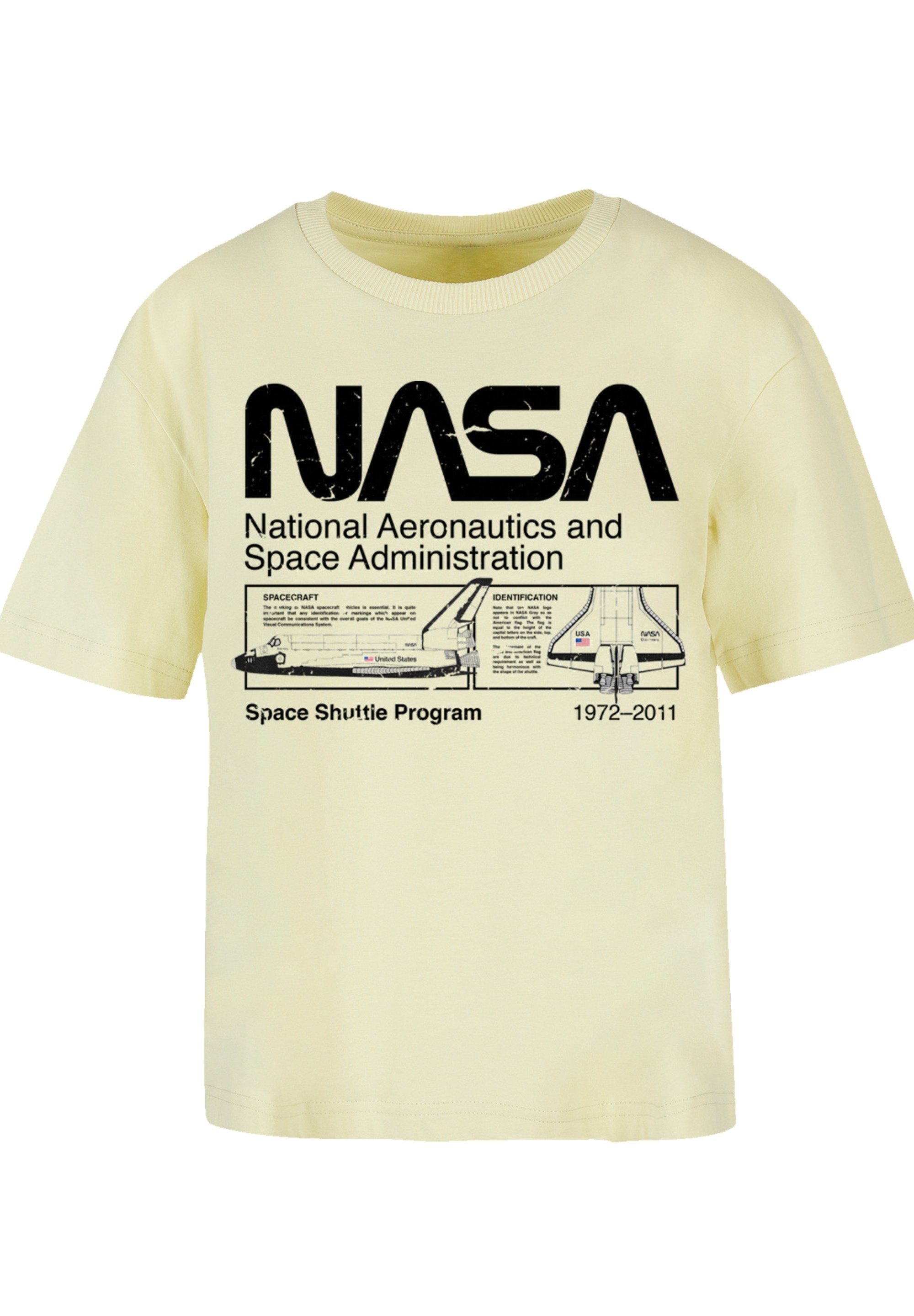 für Space Classic Shuttle T-Shirt stylischen F4NT4STIC Look Gerippter Print, Rundhalsausschnitt