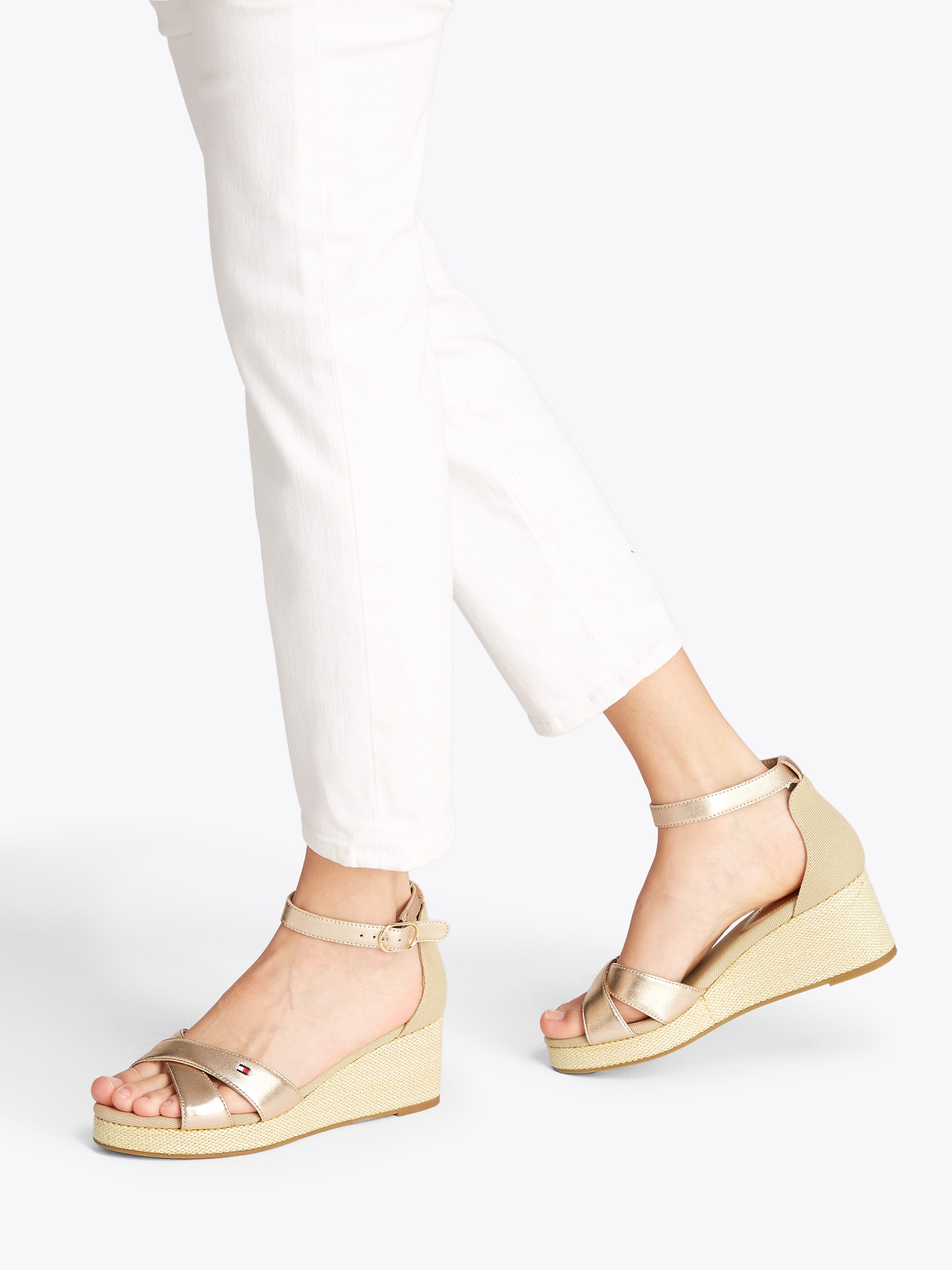 Tommy Hilfiger FLAG METALLIC MID WEDGE ESPAD Keilsandalette, Riemchensandal günstig online kaufen