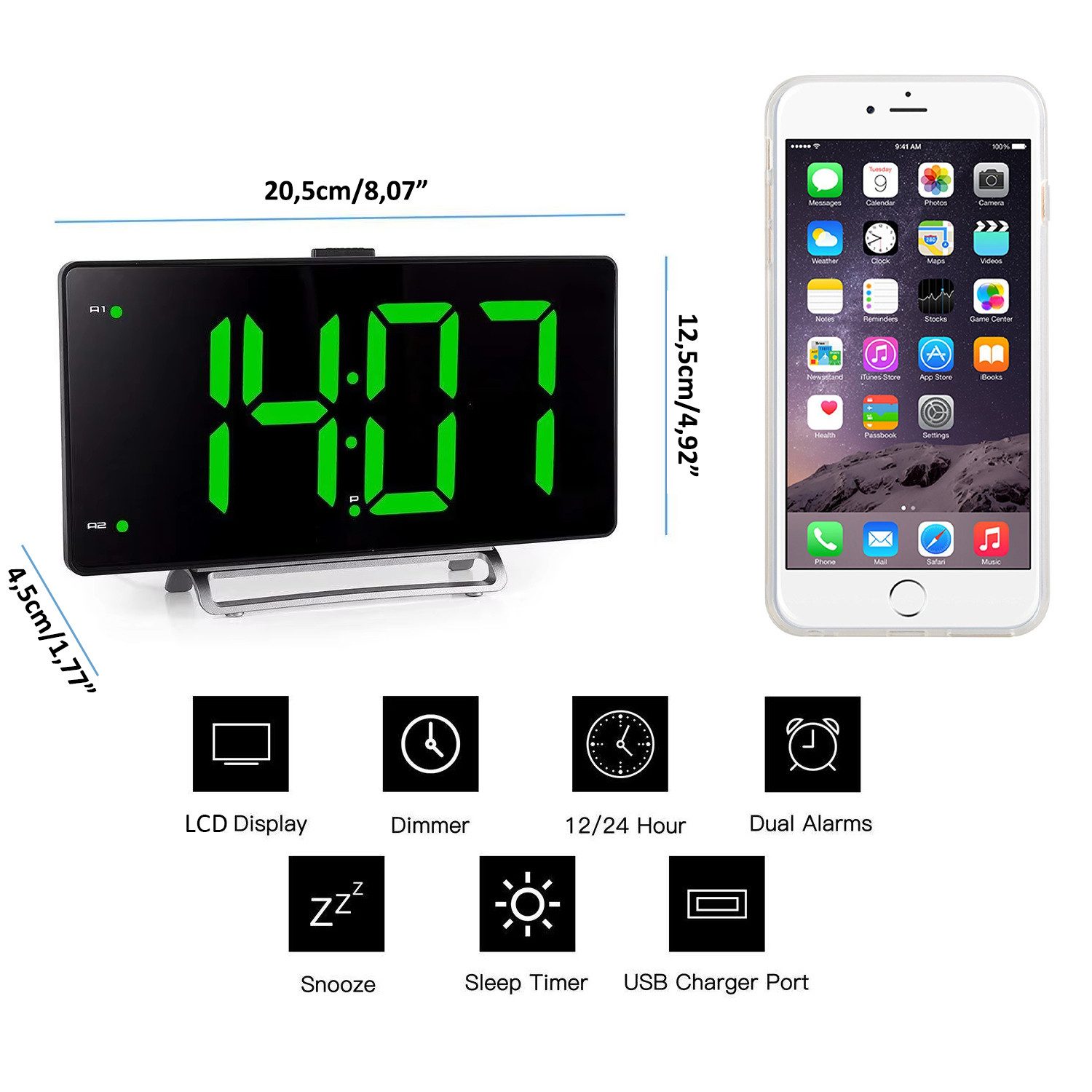 ZEUOPQ Radiowecker Digitaler Wecker FM-Radiowecker Funkwanduhr günstig online kaufen