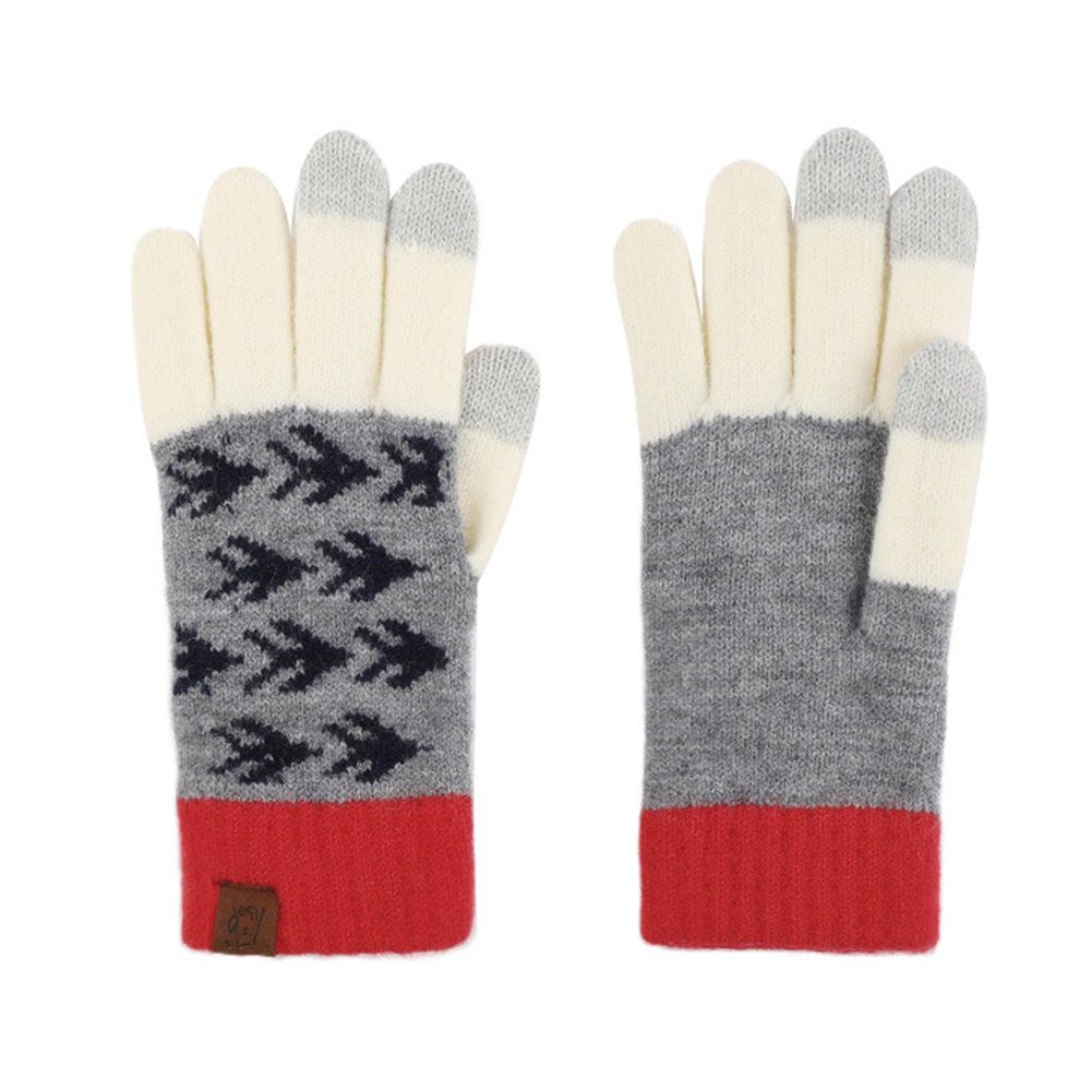 ManKle Strickhandschuhe Winterhandschuhe Touchscreen Handschuhe Strick Fingerhandschuhe Unisex Rot
