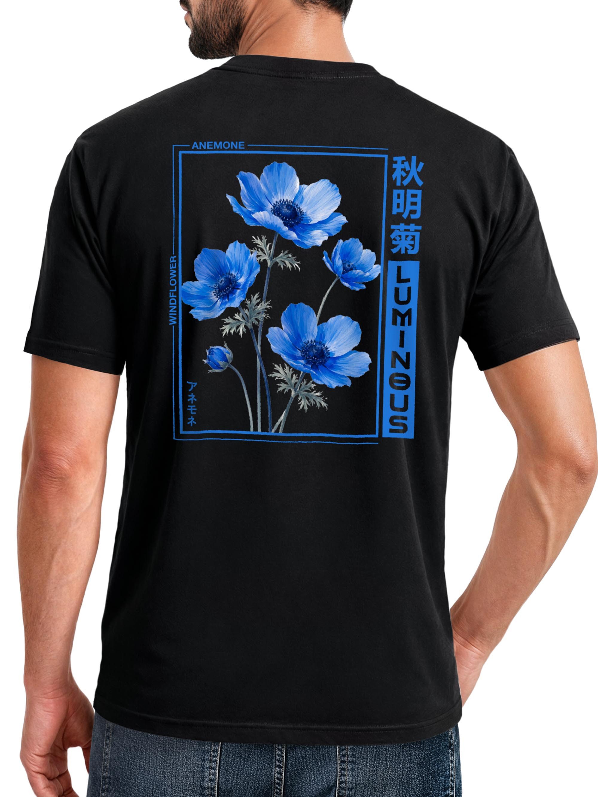 Neverless Print-Shirt Herren T-Shirt Backprint - Design Lumineus - Baumwollshirt Männer mit Print