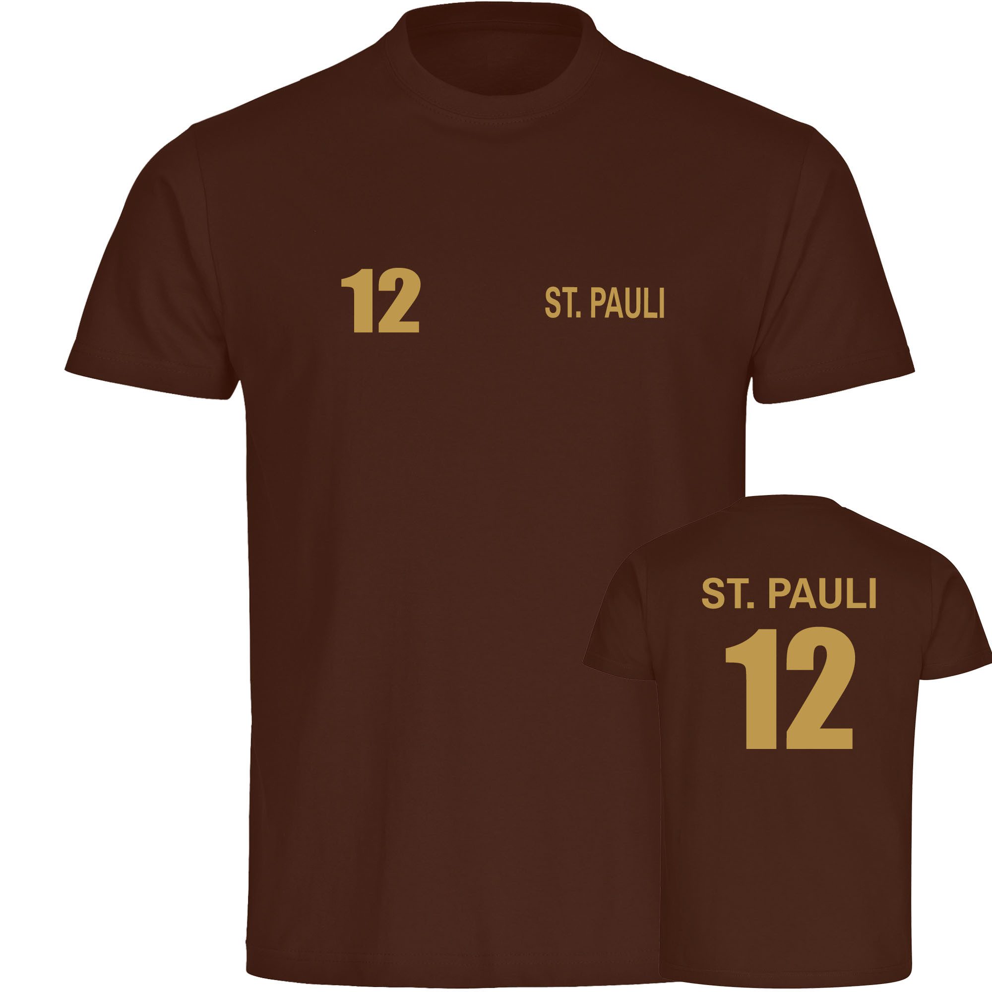 multifanshop T-Shirt Herren St. Pauli - Trikot Nummer 12 gold - Männer