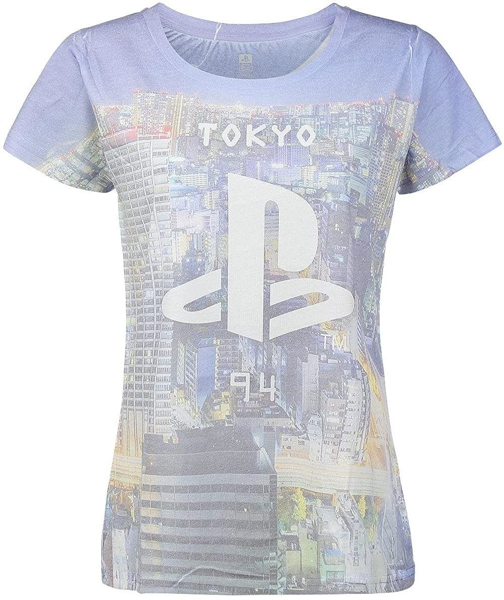 Playstation Print-Shirt PLAYSTATION All Over Damen T-Shirt Tokyo 94 Erwachsene + Jugendliche Gr.XL
