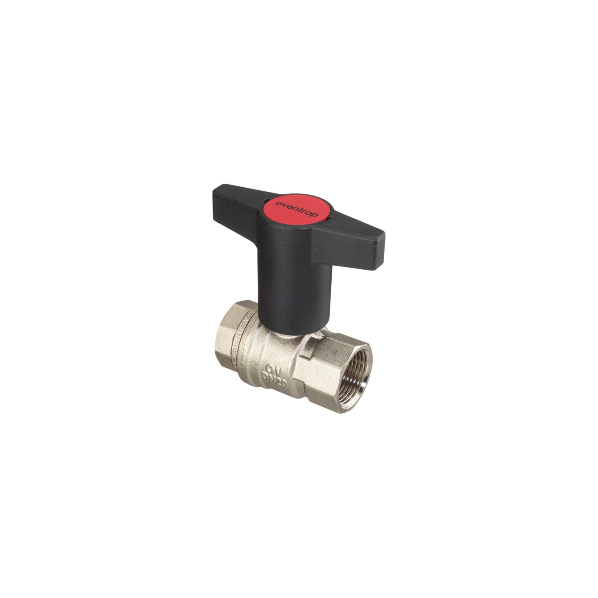 Oventrop Rohrverbinder Oventrop Kugelhahn Optibal DN 15, PN 16, beids. IG, MS vernickelt