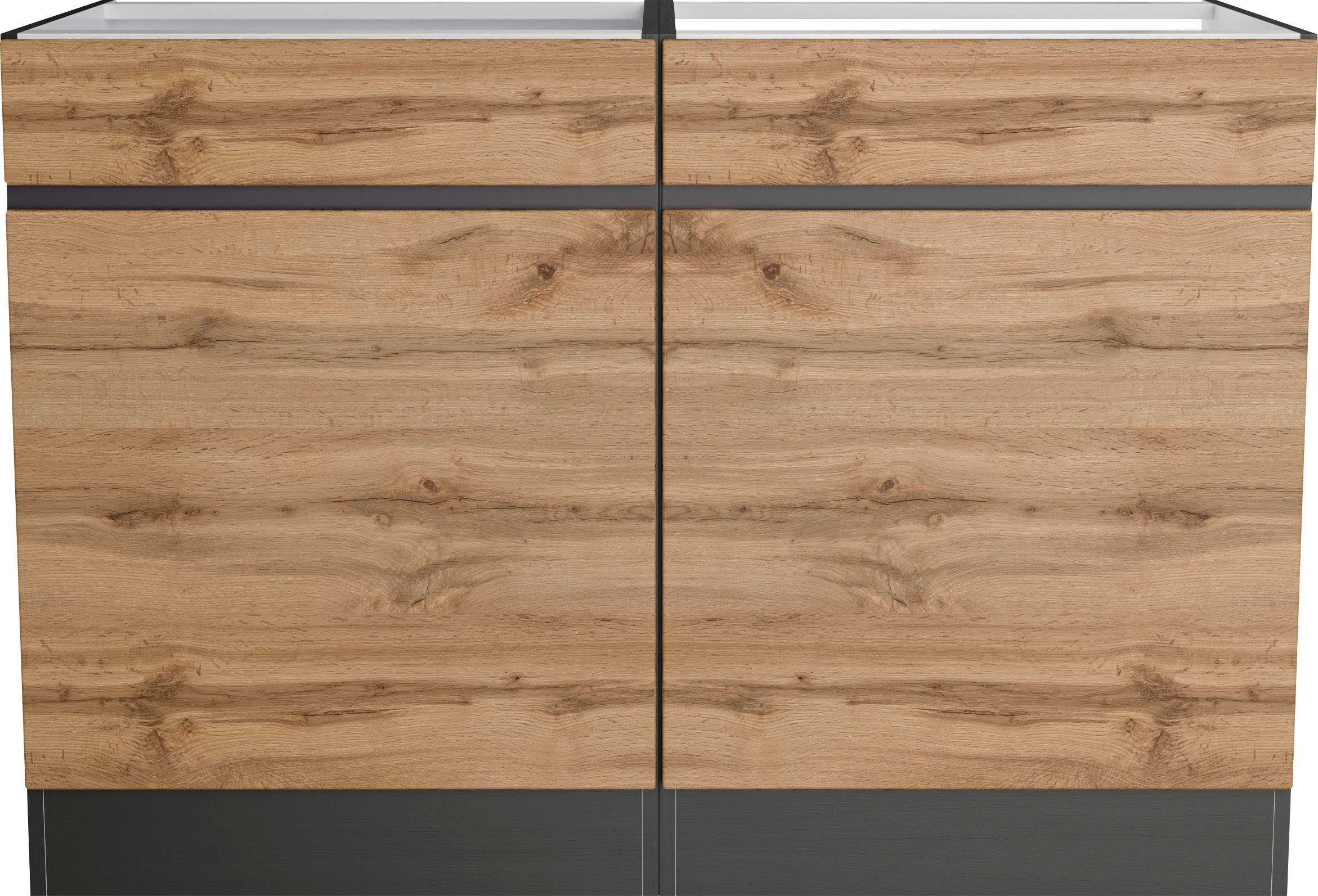 KOCHSTATION Spülenschrank KS-Riesa Breite 120 cm, MDF-Fronten
