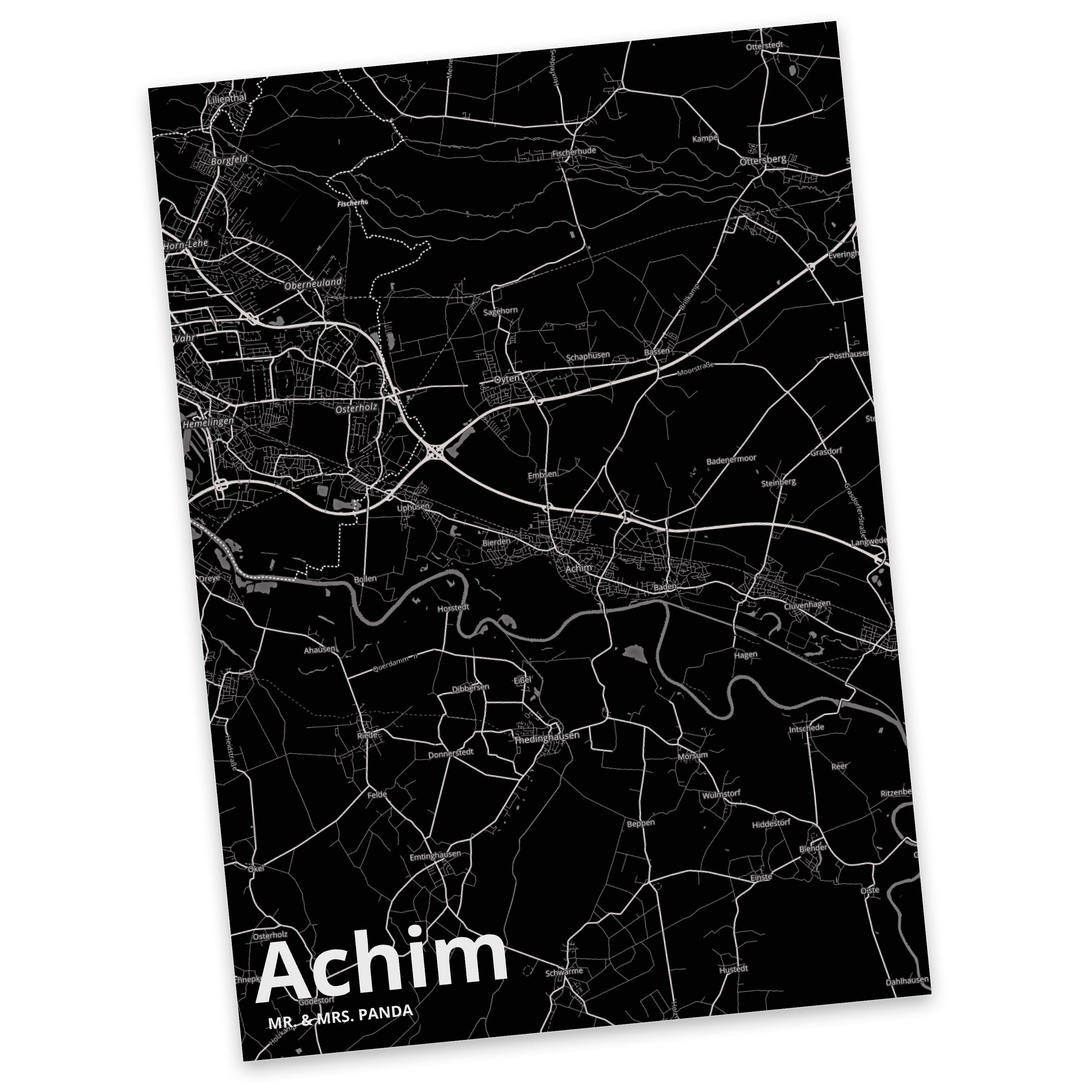 Achim Einla Dorf, Karte, Panda Mr. - Geschenkkarte, Postkarte Grußkarte, Geschenk, Stadt, & Mrs.