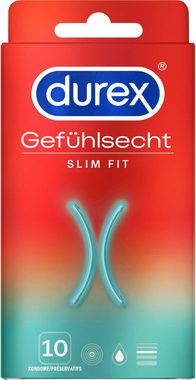 durex Kondome Gefühlsecht Slim Fit Packung, 10 St., mit schmaler Passform