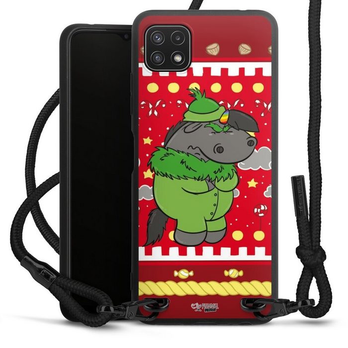 DeinDesign Handyhülle Ugly Christmas Grummel Rot Samsung Galaxy A22 5G Premium Handykette Hülle mit Band
