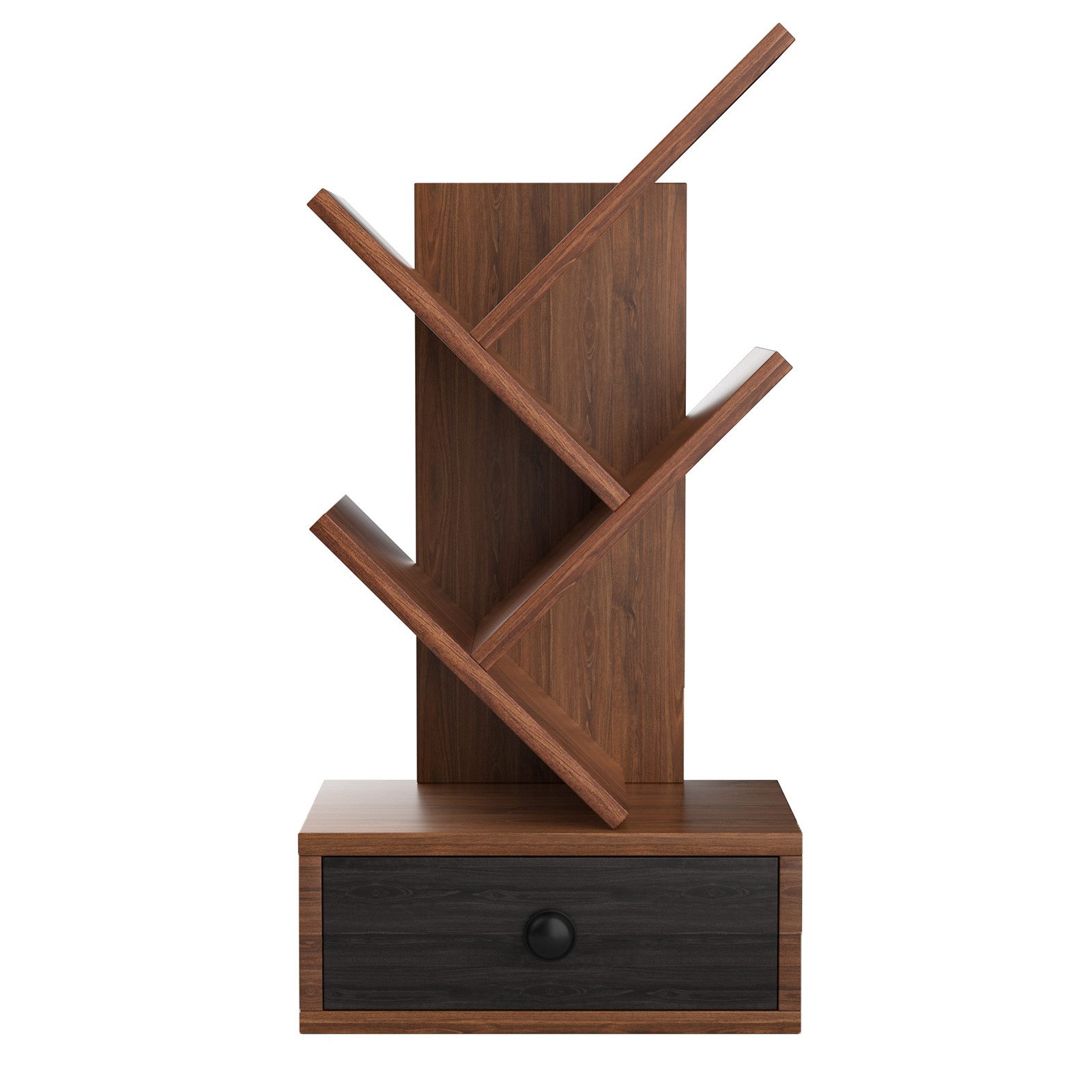 COSTWAY Bücherregal, stehend, in Baumform, mit Schublade, Holz, 30x17,5x60cm