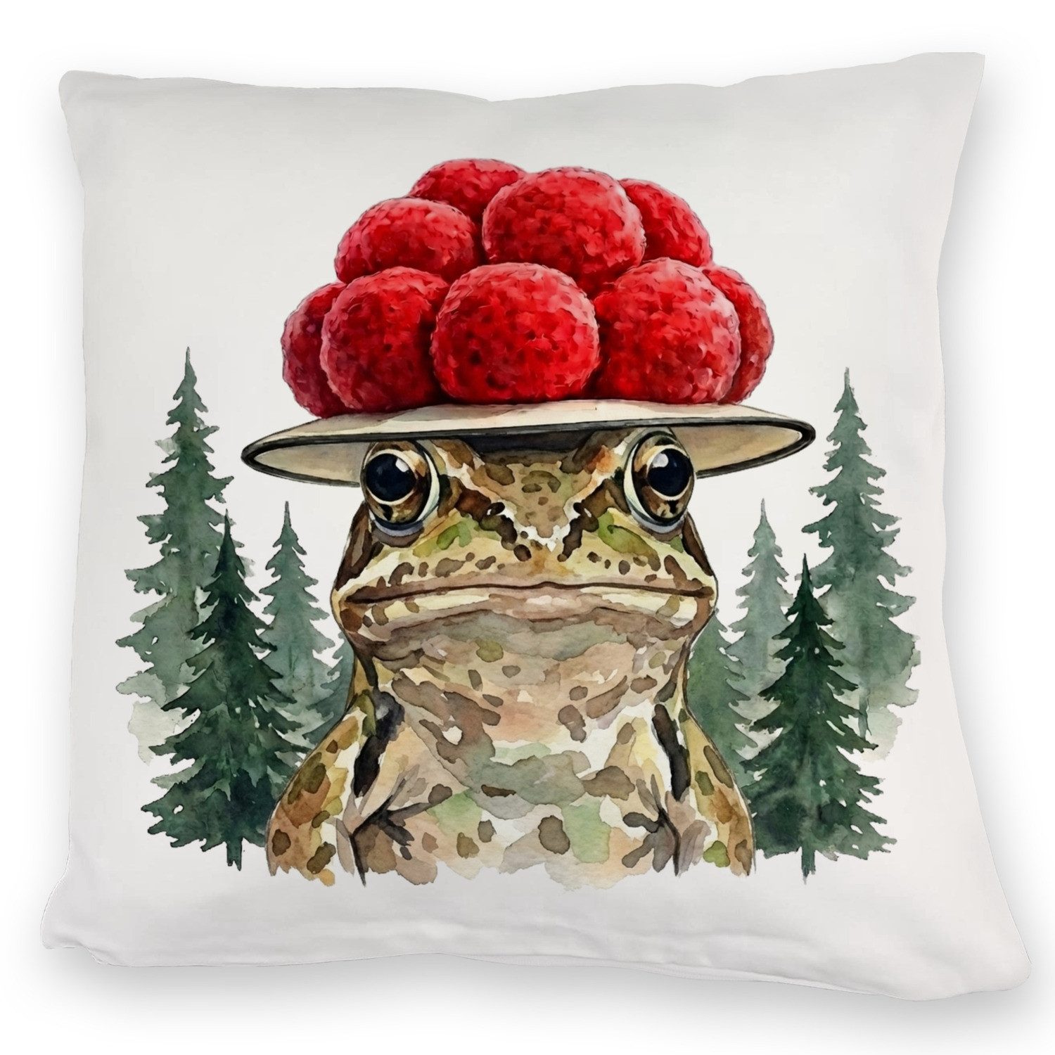Dekokissen Grasfrosch mit Bollenhut Kuschelkissen Schwarzwald Motiv