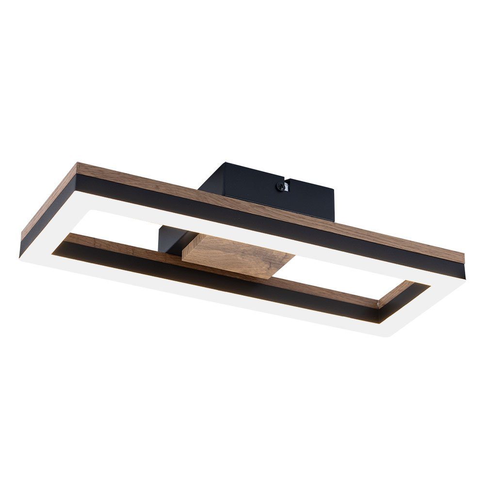 GLOBO LIGHTING LED Deckenleuchte, LED-Leuchtmittel fest verbaut, Warmweiß, LED Deckenlampe Wohnzimmerleuchte Metall schwarz Holzoptik L 34,5 cm