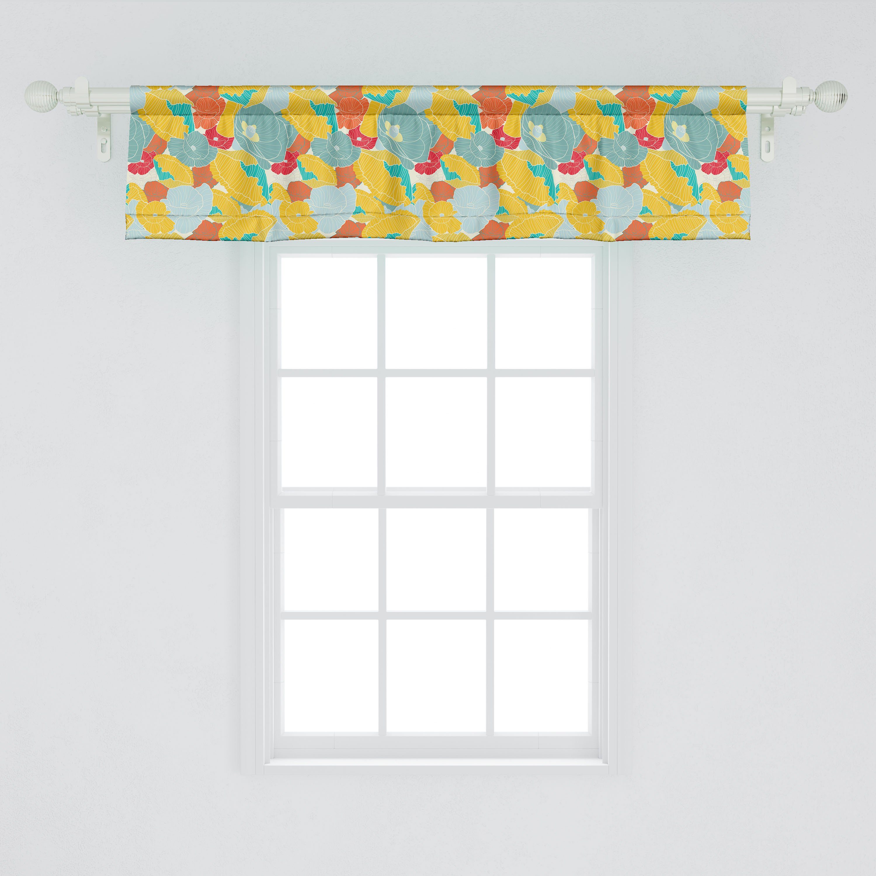Scheibengardine Vorhang Volant für Bunt Poppies mit Natur Schlafzimmer Dekor Frühling Stangentasche, Microfaser, Abakuhaus, Küche