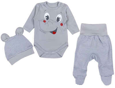 TupTam Erstausstattungspaket Baby Mädchen Jungen Bekleidungsset Langarmbody Hose Mütze mit Spruch