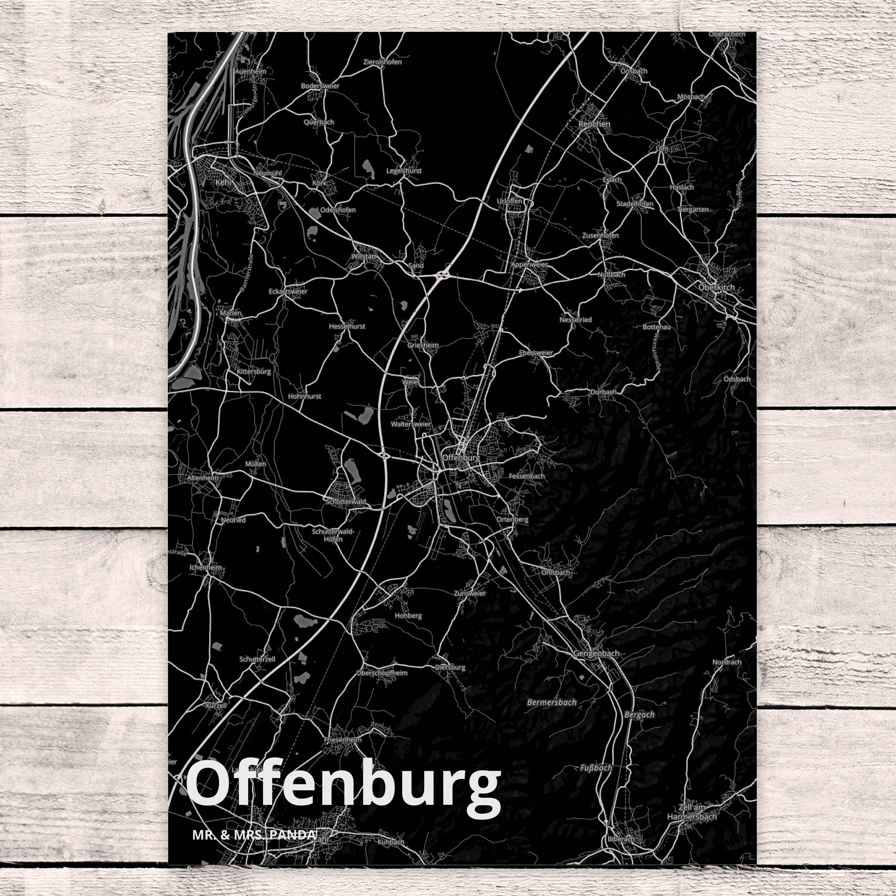 Mr. & Mrs. Stadt, Offenburg Ein Ansichtskarte, Dorf, Ort, - Postkarte Panda Grußkarte, Geschenk
