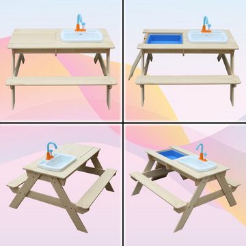 Coemo Garten-Kindersitzgruppe, (Set, 1-tlg), Kindersitzgruppe und Sand-und Wasserspieltisch in einem! Picknicktisch