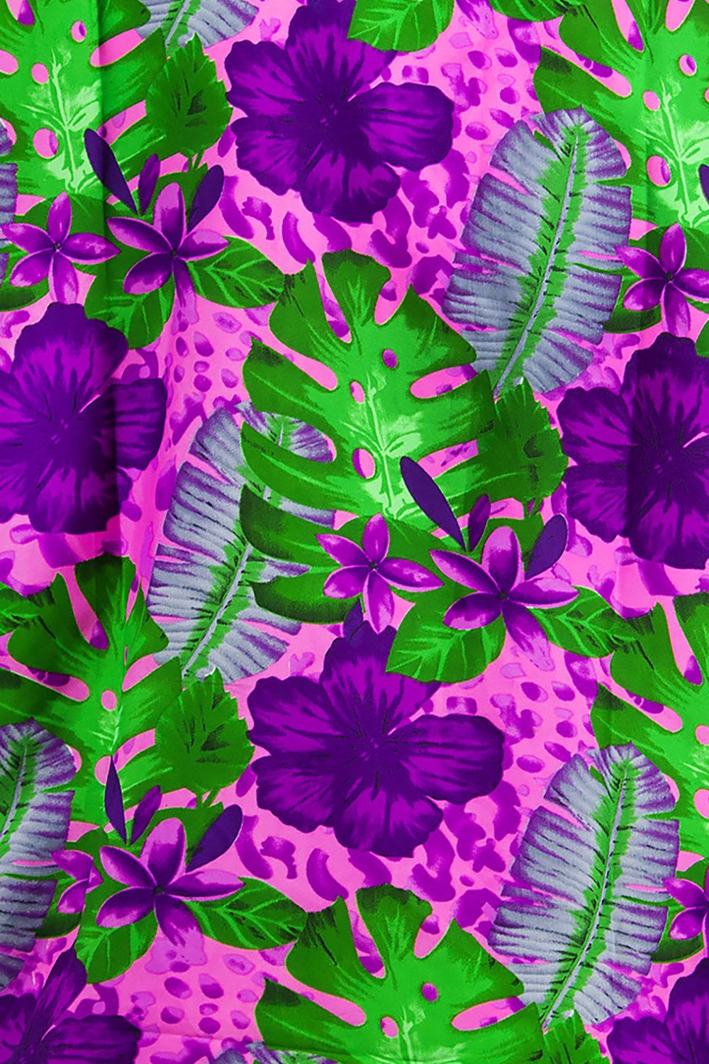 King Kameha Sarong Green Purple Flower Funky Hawaii-Sarong Pareo Cover-Up Strand Bikini, Pareo Cover-Up