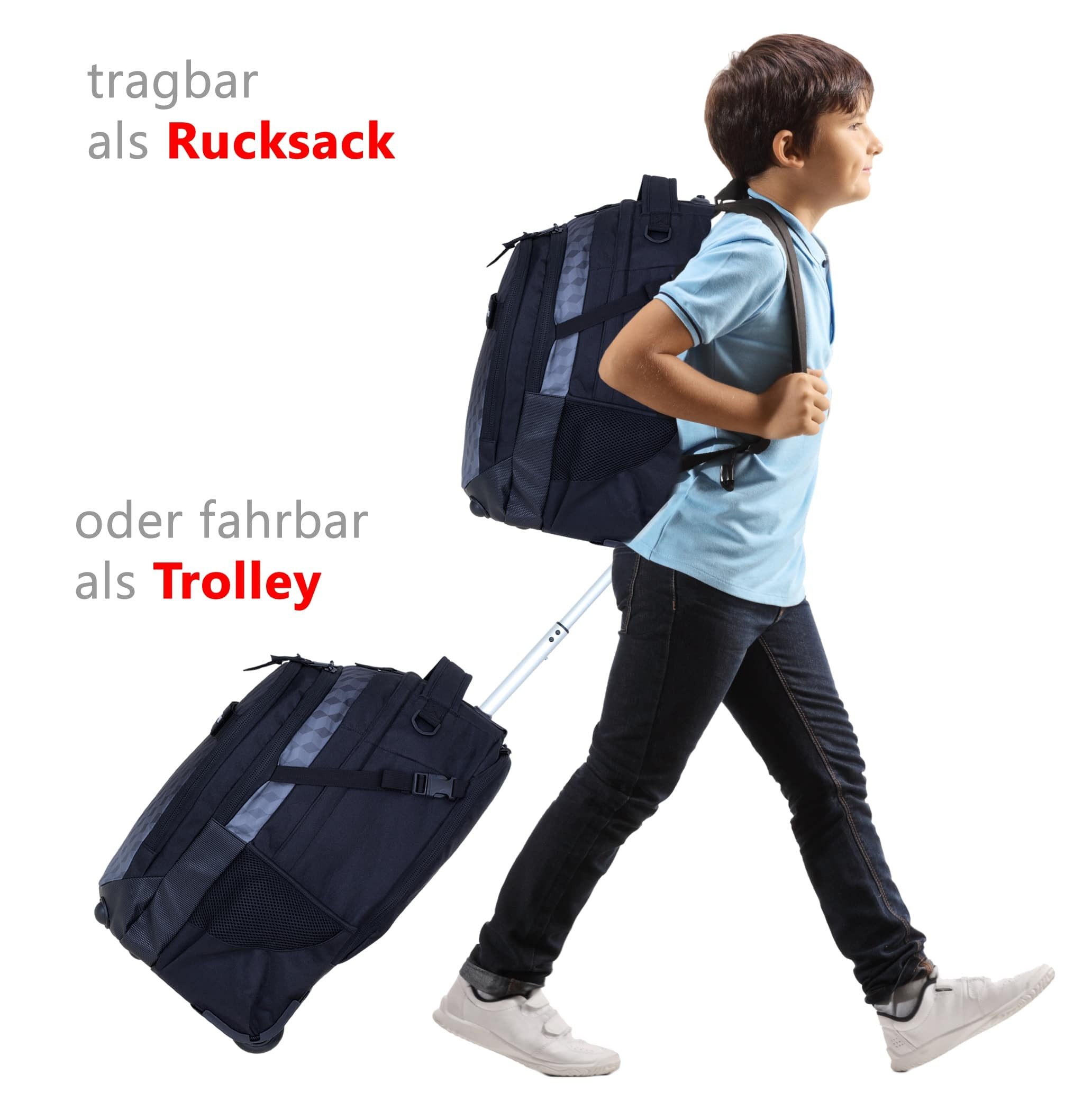 ELEPHANT Schulrucksack Schultrolley Trolley Hero Signature Schulrucksack (3 Teile Set), Rucksacktrolley Schule Rucksack Trolly, Sporttasche, Mäppchen Box +tsm – Bild 5 von 5