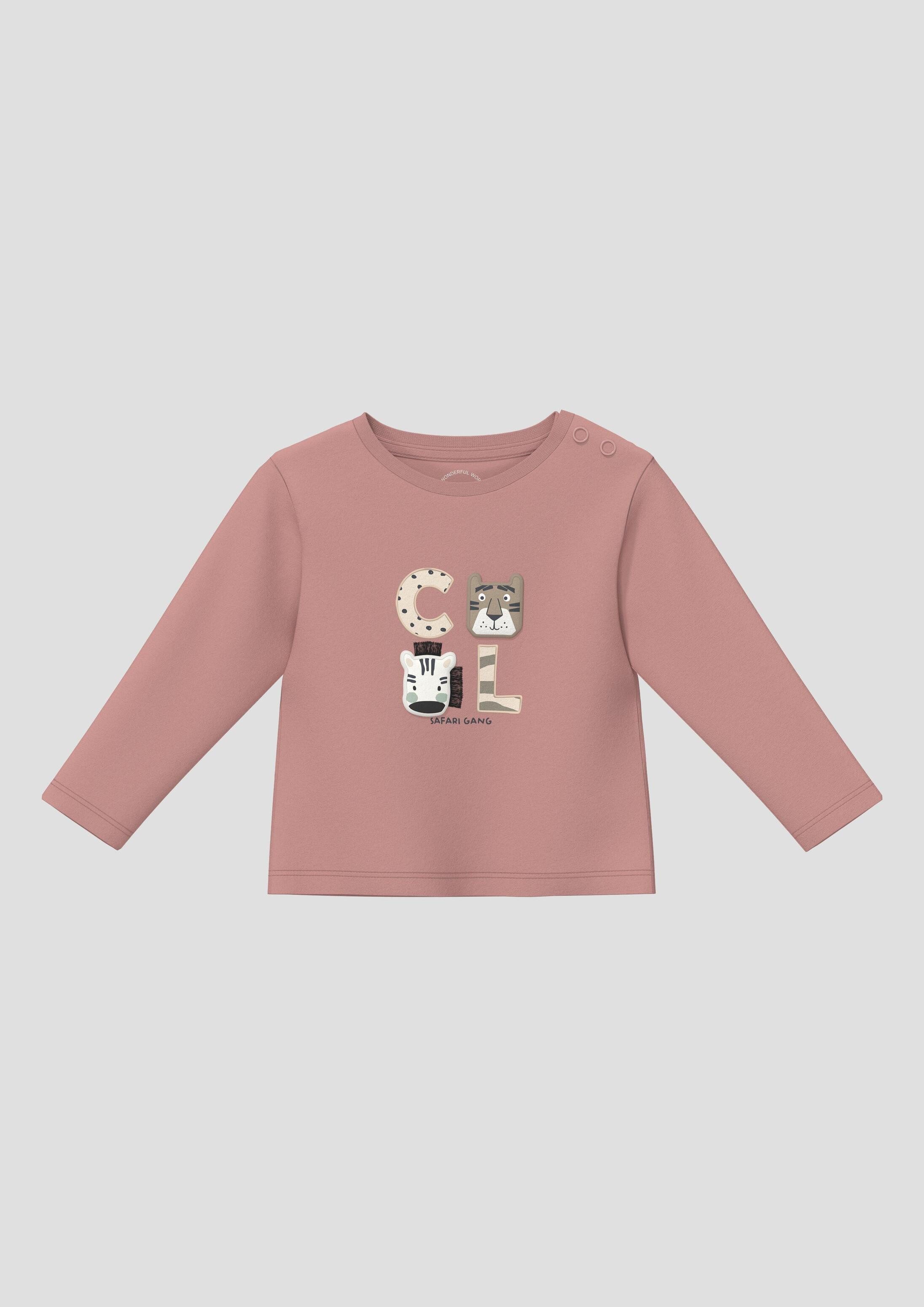 s.Oliver Langarmshirt T-Shirt Unisex T-Shirt mit Frontprint und Applikation