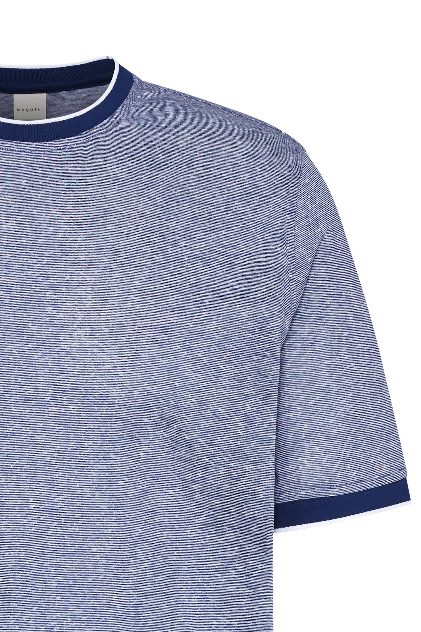 bugatti organic und blau Leinen-Mix T-Shirt aus Cotton