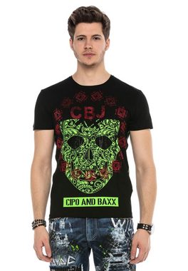 Cipo & Baxx T-Shirt mit stylischem Totenkopfprint