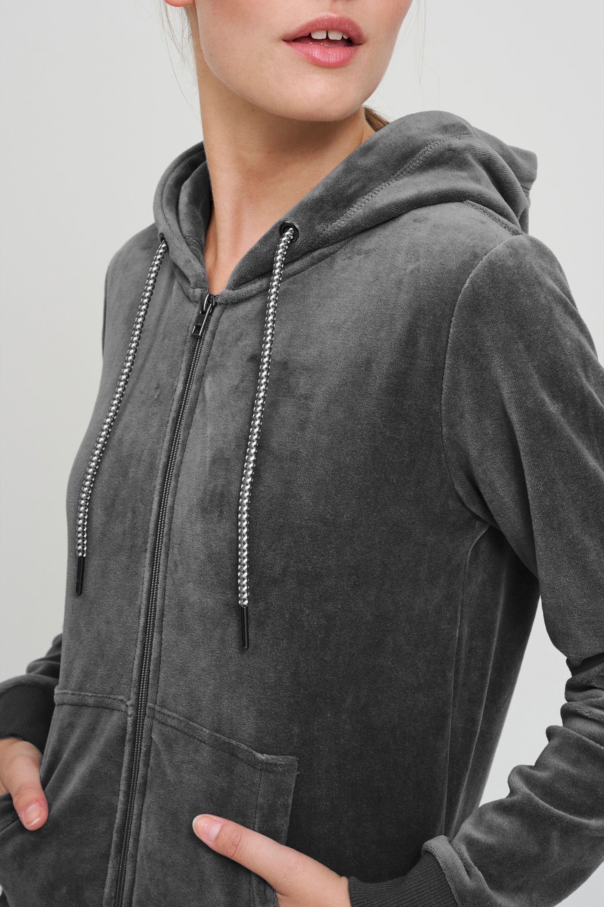OXMO Kapuzensweatjacke OXVicky Kapuzenpullover aus Nicki-Stiff – Bild 4 von 5