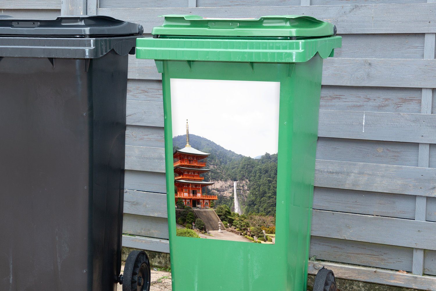 asiatischen Mülleimer-aufkleber, Mülltonne, Container, MuchoWow auf Abfalbehälter Sticker, Kongobu-ji-Tempel Berges Wandsticker (1 des Gipfel dem St), Koyasan