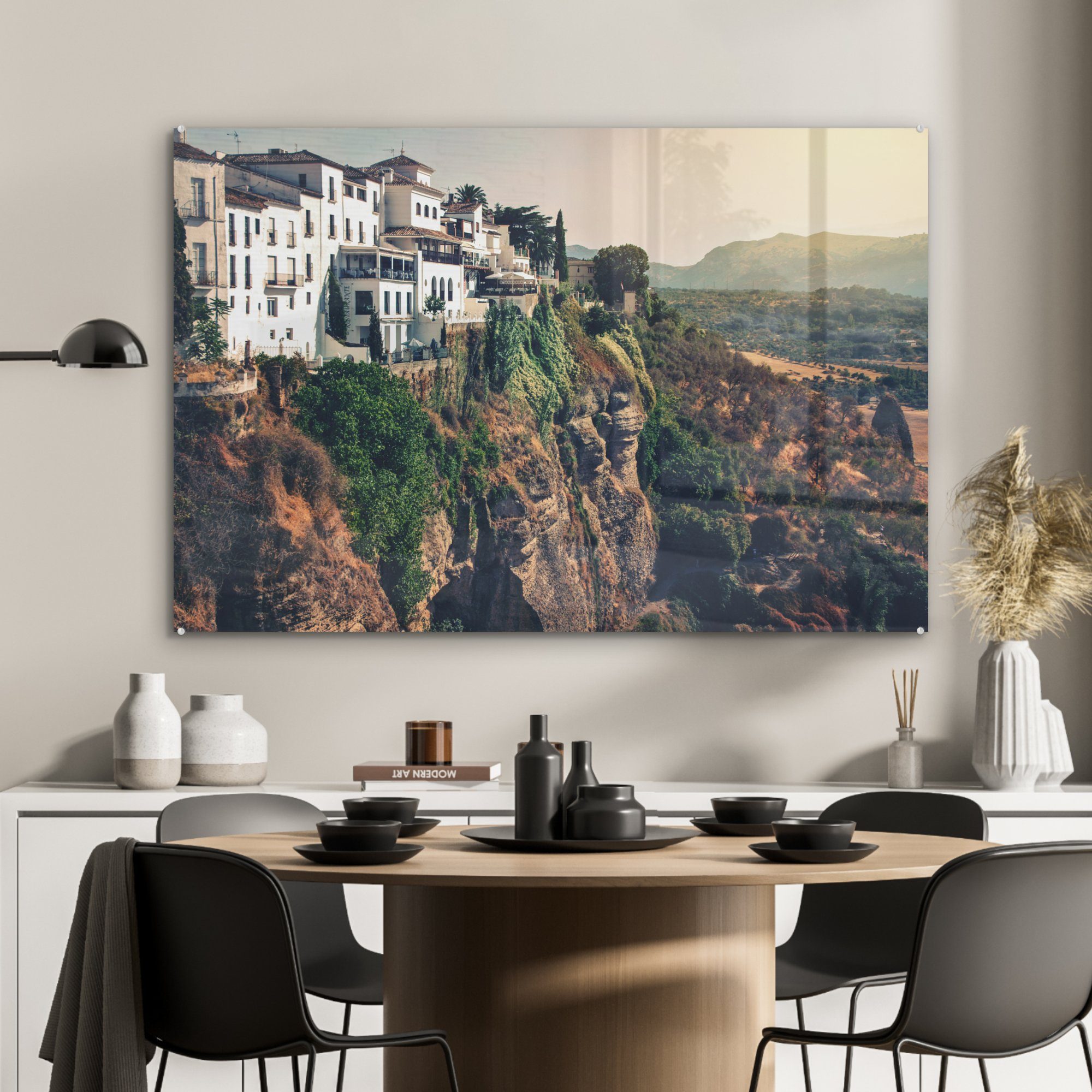 Häuser Steilküste Schlafzimmer (1 an Acrylglasbilder St), & Wohnzimmer MuchoWow der Acrylglasbild Andalusien, in