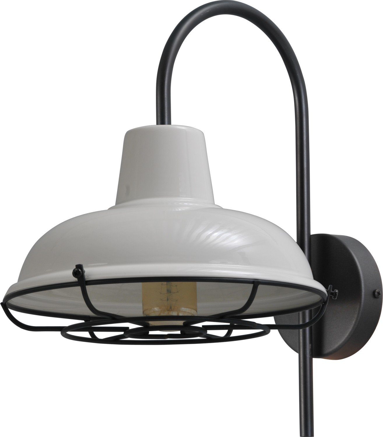 Licht-Erlebnisse Wandleuchte DI PANNA, ohne Leuchtmittel, Wandlampe Weiß Schwarz E27 Ø 26 cm Metall Industrie Design Beleuchtung