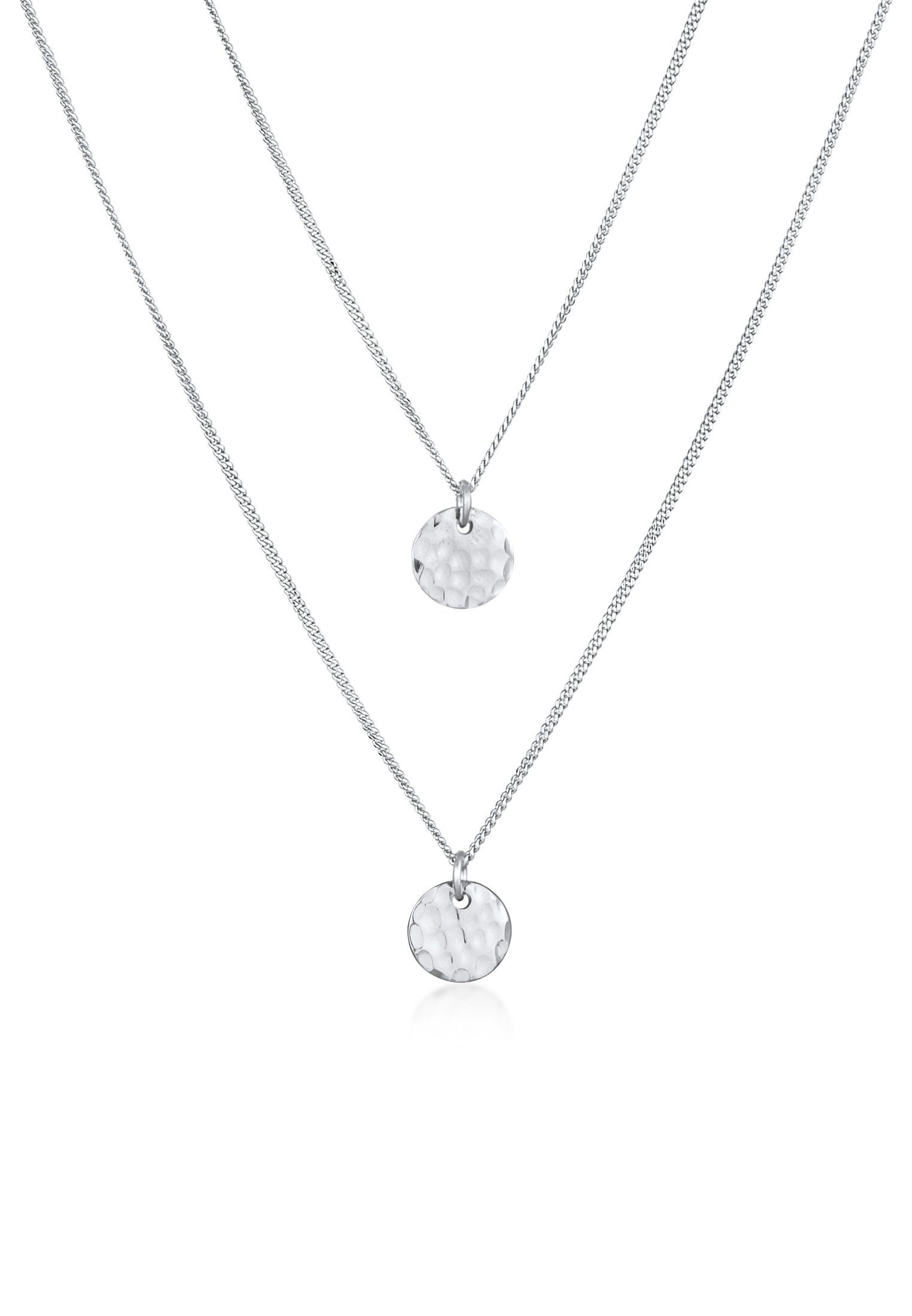 Ketten-Set Layer Kette mit Kreis Plättchen 925 Silber