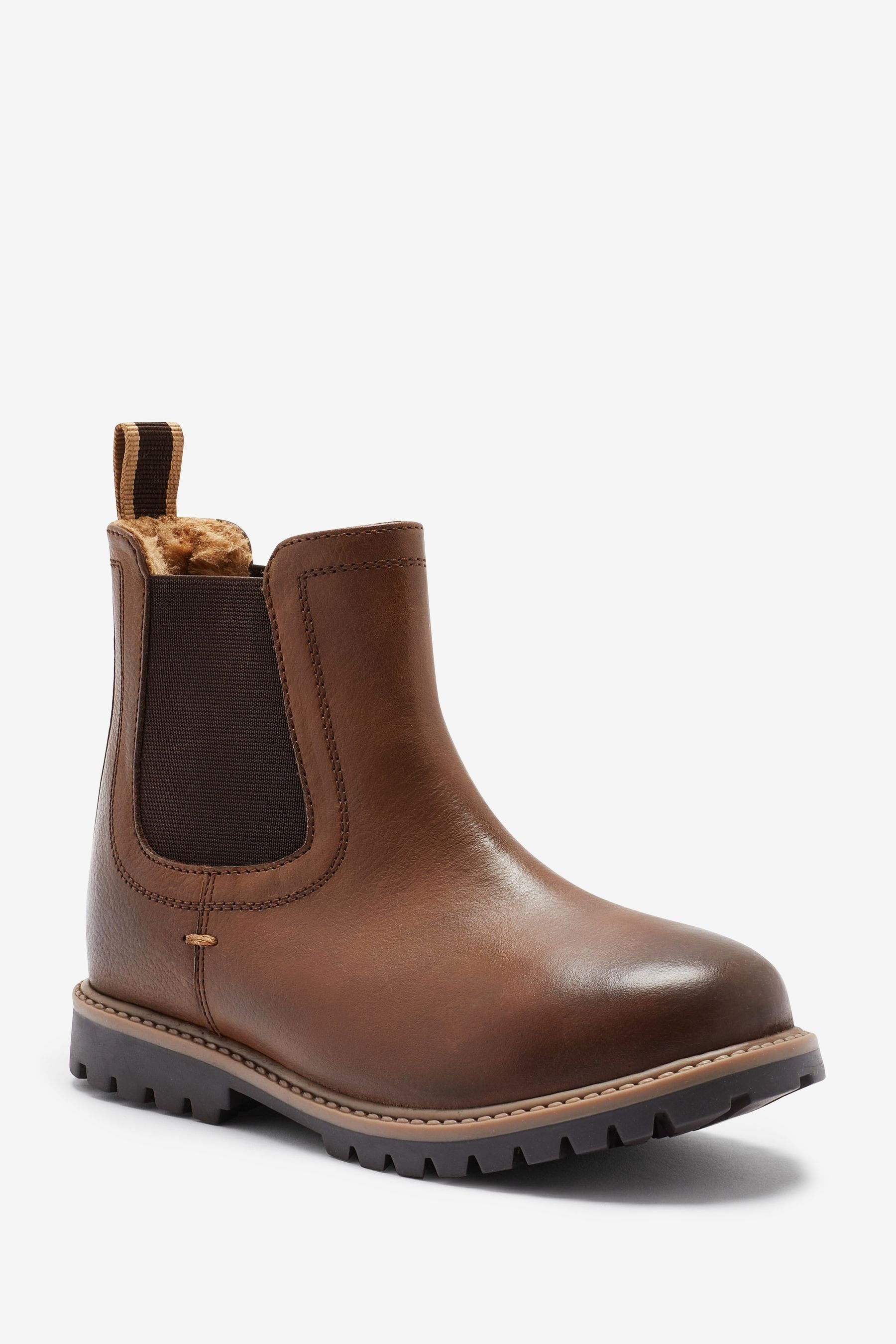Chocolate (1-tlg) Thinsulate™-Futter Brown Leder aus Next Stiefel Boots mit Chelsea