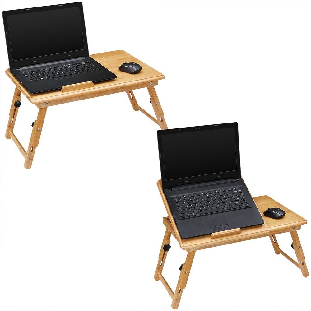 mit Neigbar (1-St), und Bambus Casaria Lüftungslöcher Höhenverstellbar Schublade Laptoptisch aus