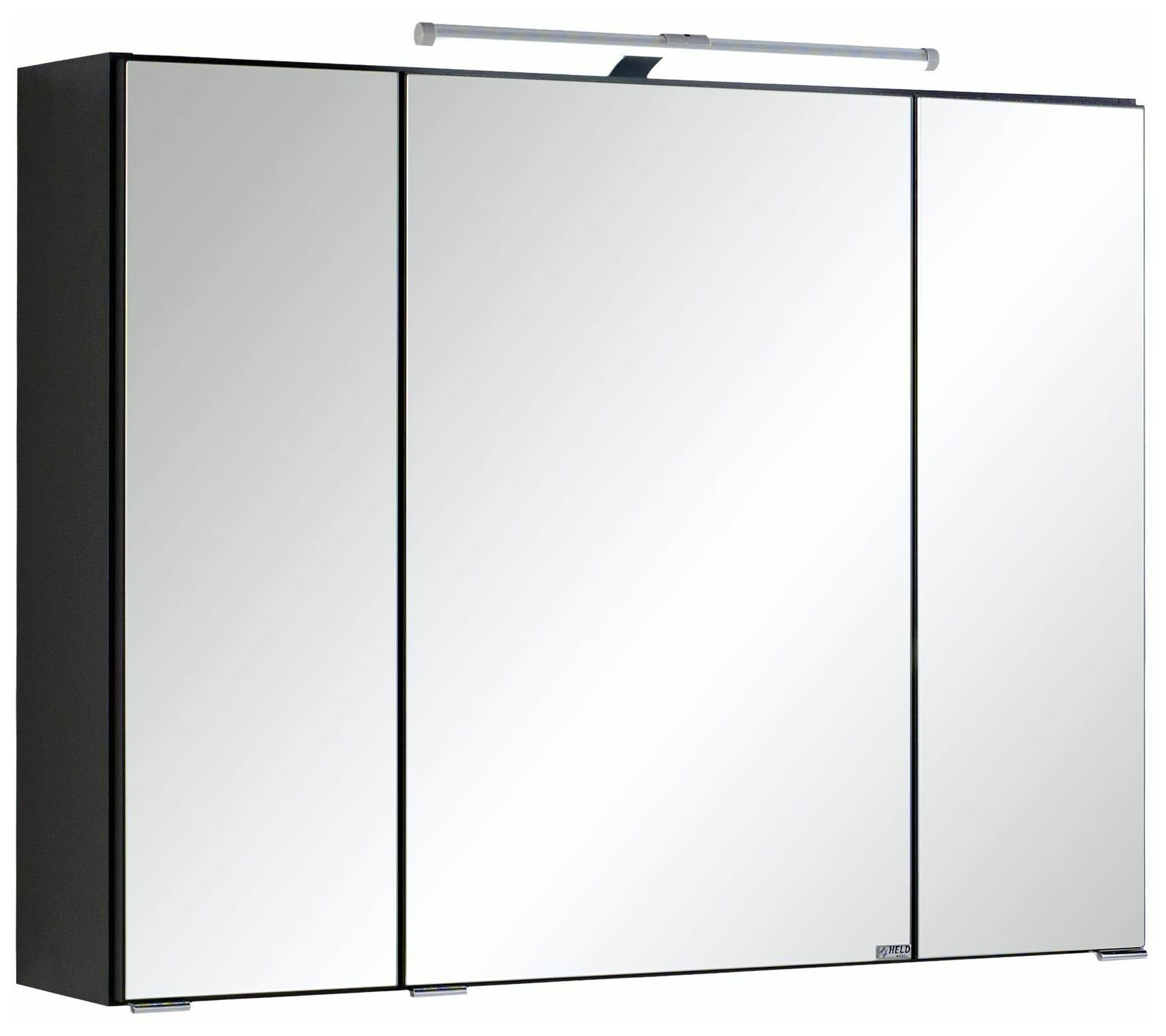 HELD MÖBEL Spiegelschrank Cardiff 80 cm inkl. Beleuchtung graphitgrau